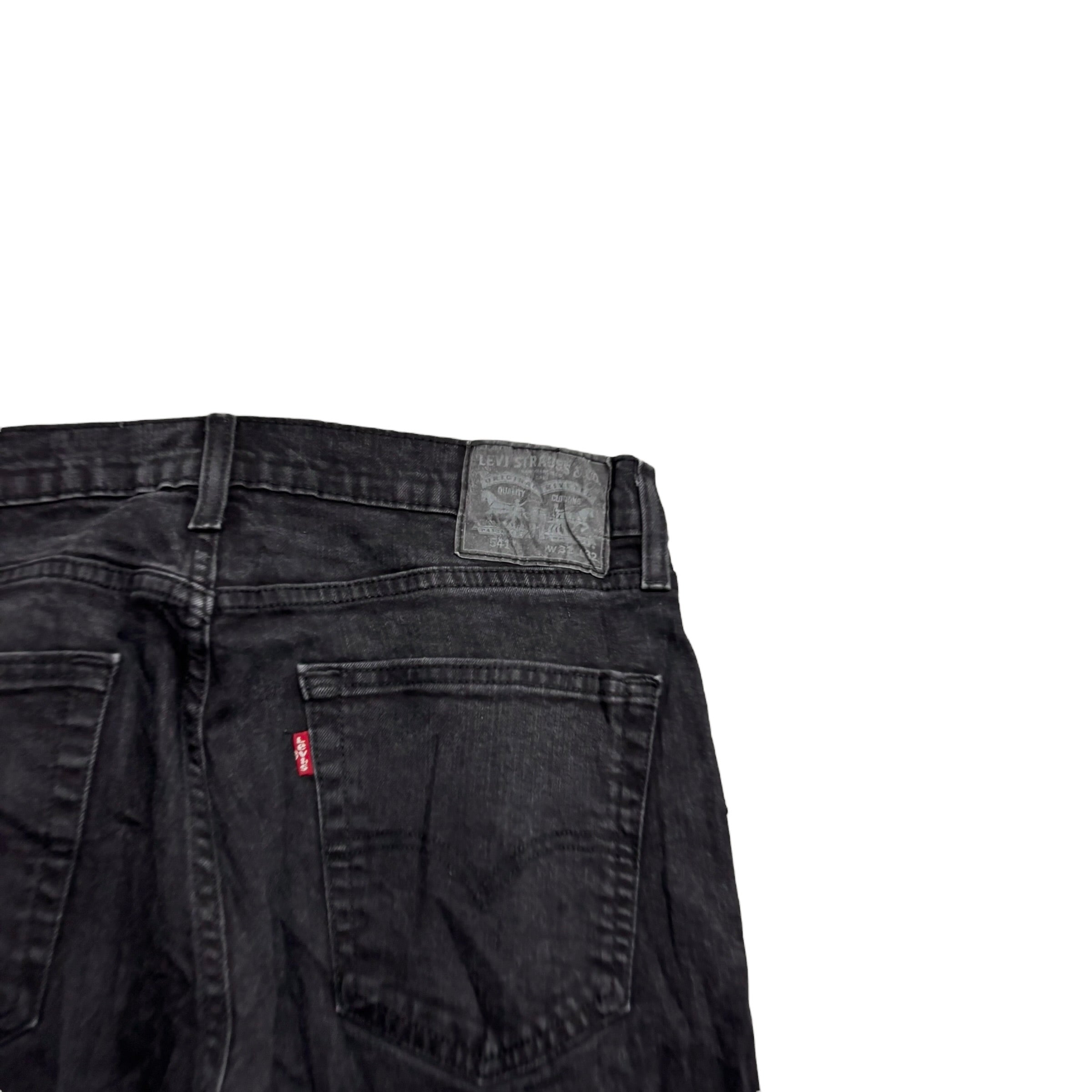 Levis 541 Jeans W32 L32 Mens Black Athletic Tapered Fit Stretch Denim (E)