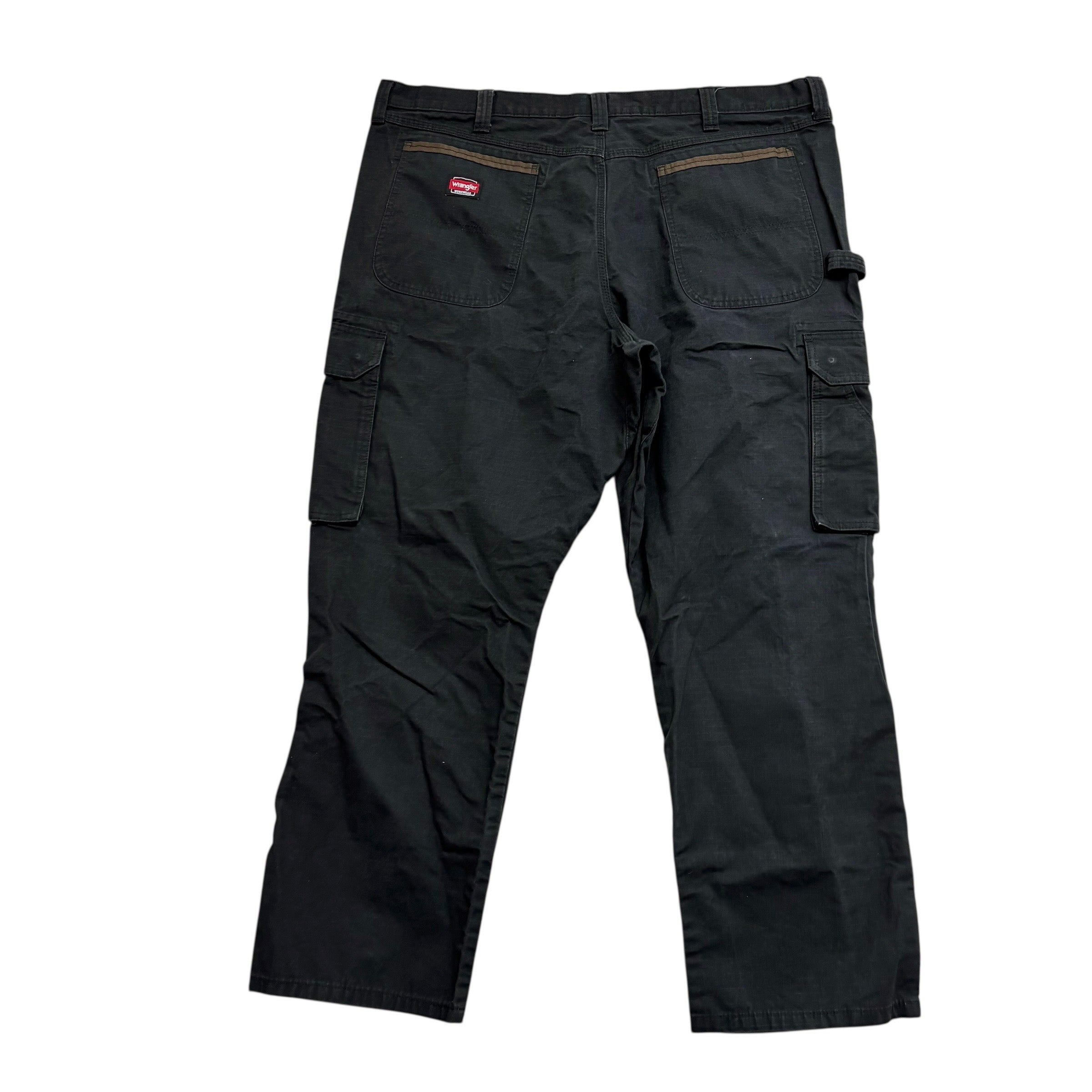 Wrangler Cargo Pants W42 L30 Mens Black Relaxed Straight Carpenter Trousers (E)