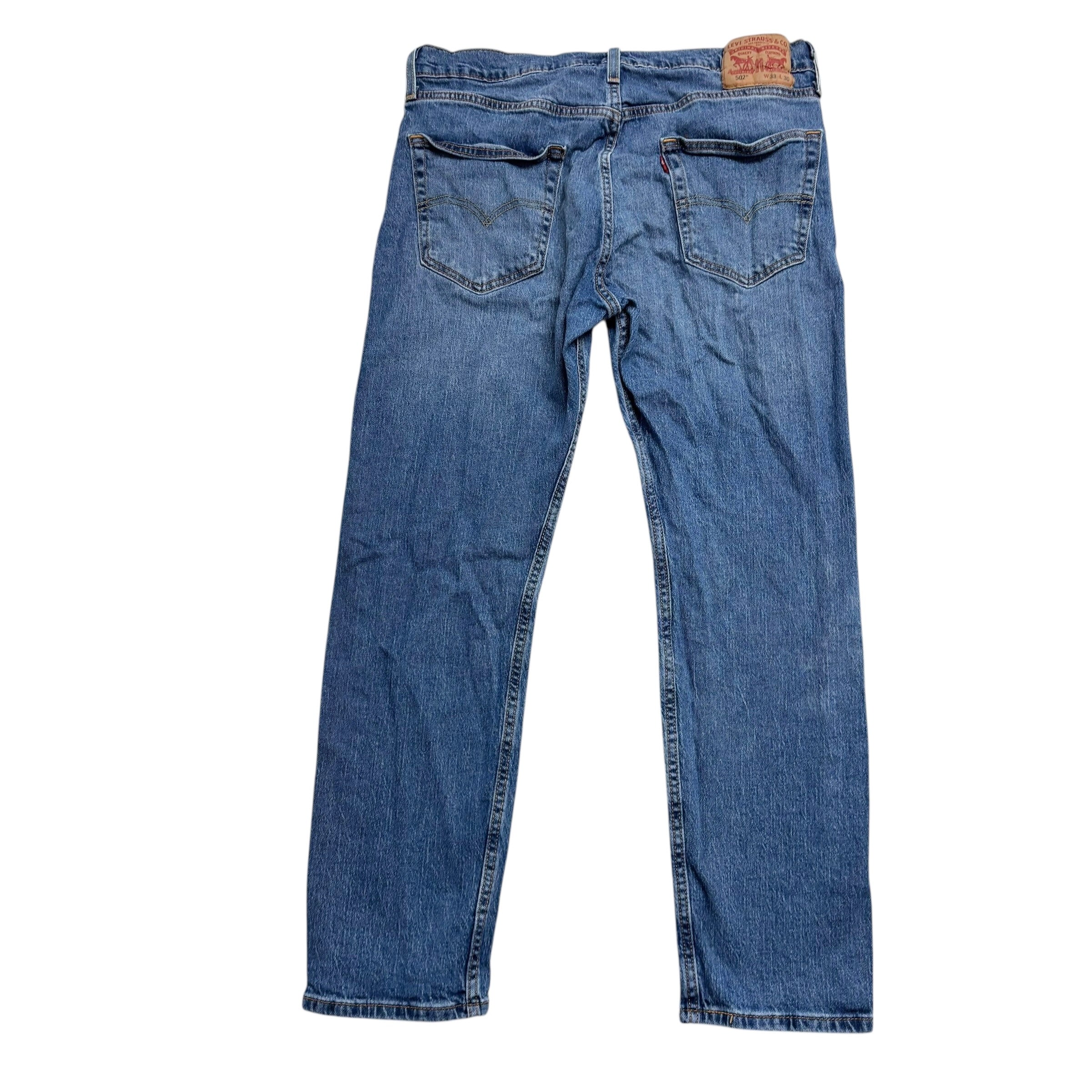 Levis 502 Jeans W33 L29 Mens Mid Blue Regular Tapered Fit Stretch Denim (E)