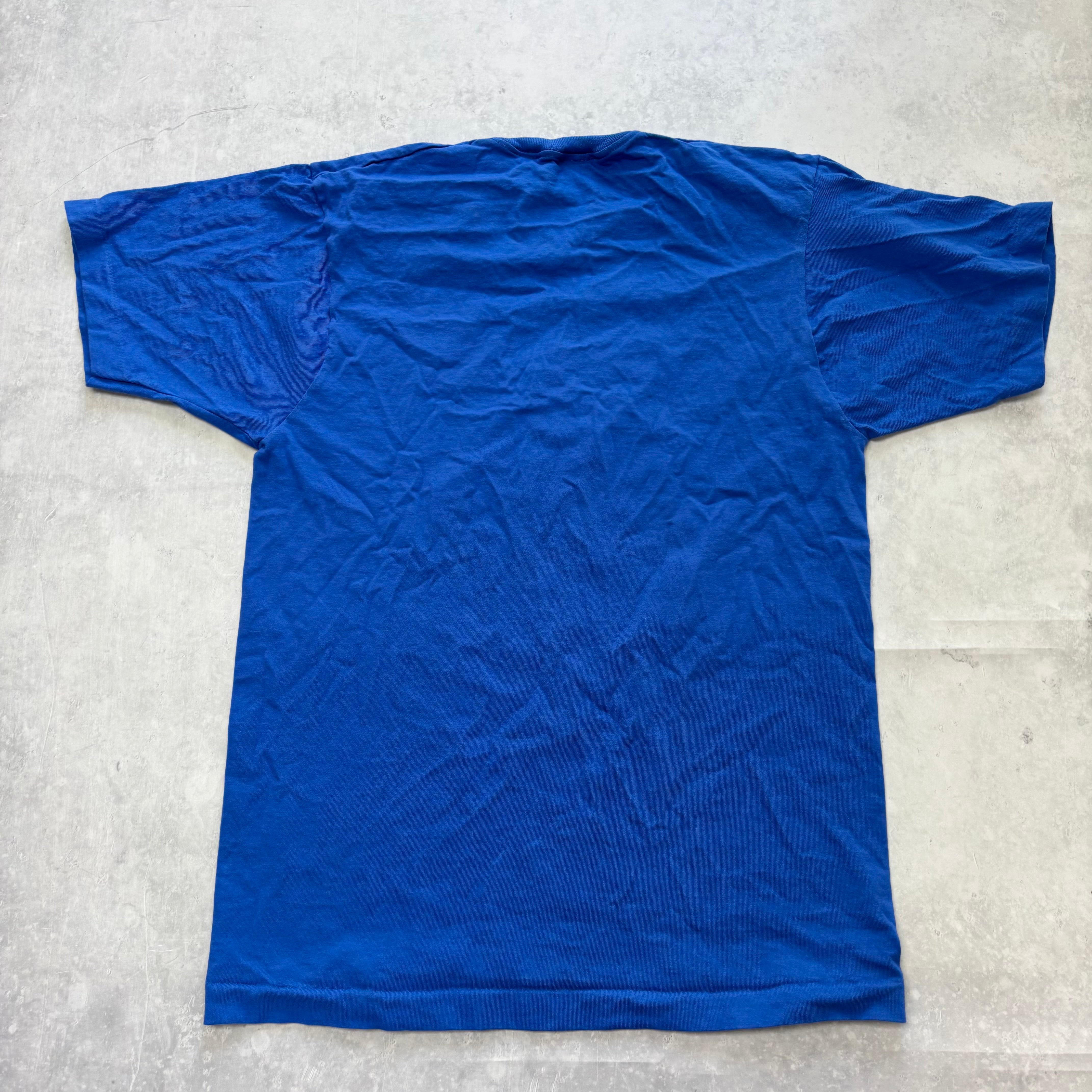 Vintage T Shirt Mens Medium Blue Single Stitch Graphic Print 90s Tourist (E)
