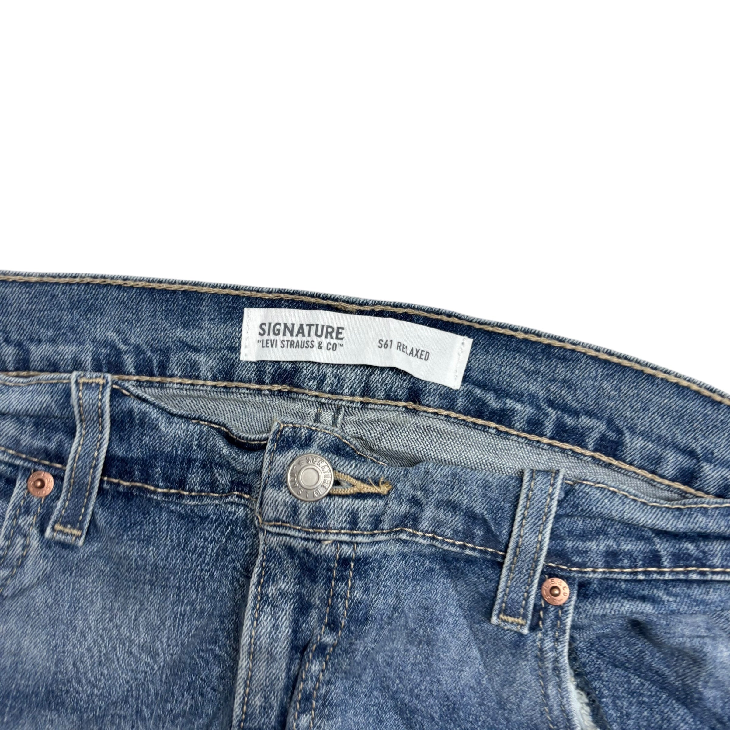 Levis Signature Jeans W36 L30 Mens Mid Blue Baggy Relaxed Fit Stretch Denim (E)