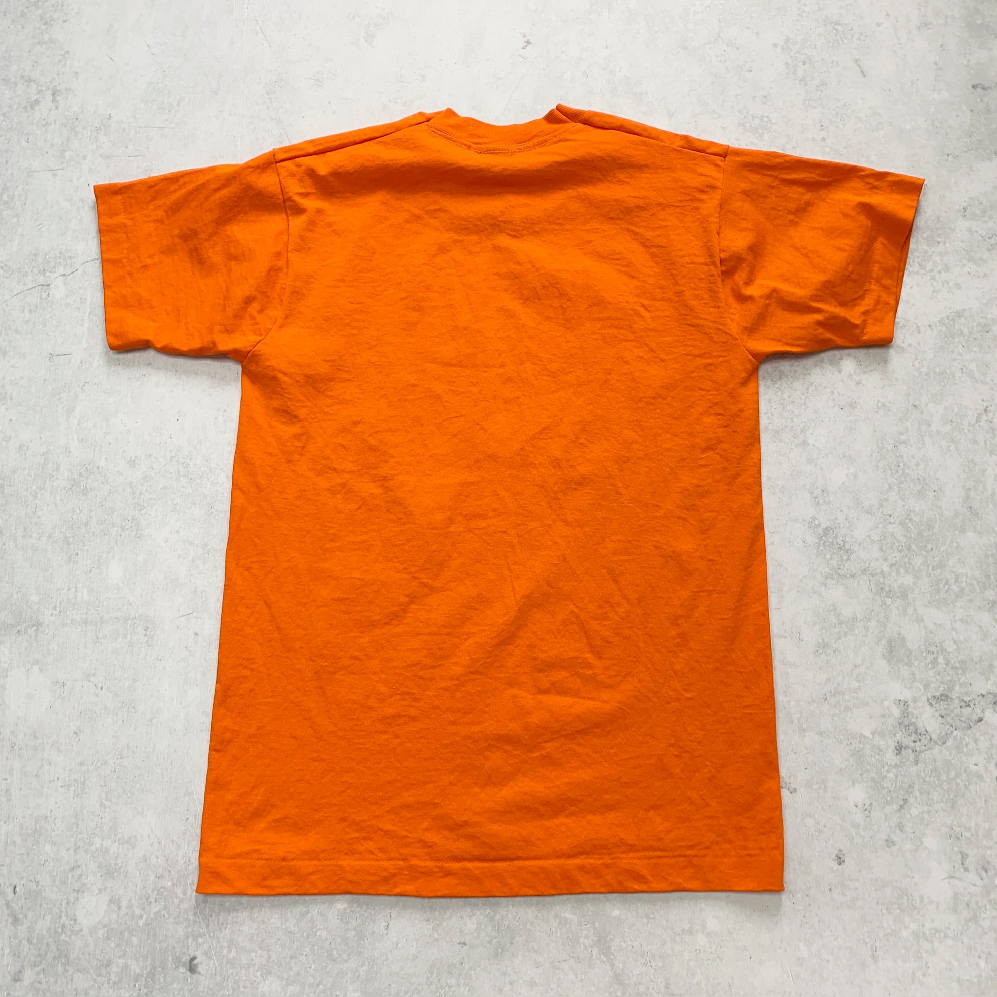 Vintage T Shirt Mens Medium Orange Single Stitch Graphic Print 90s USA (E)