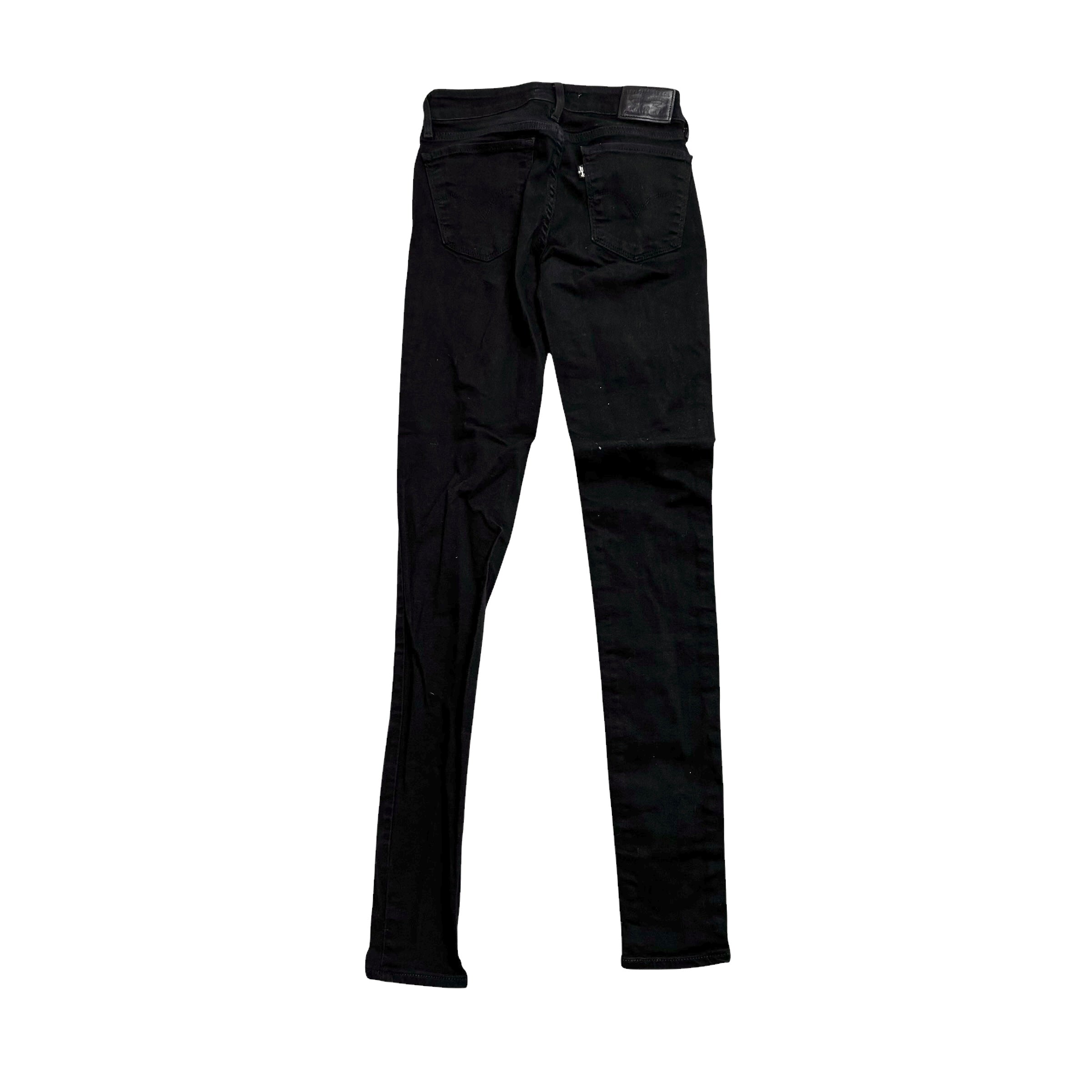 Levis 711 Jeans W24 L32 Womens Skinny Fit Black Stretch Denim (E)