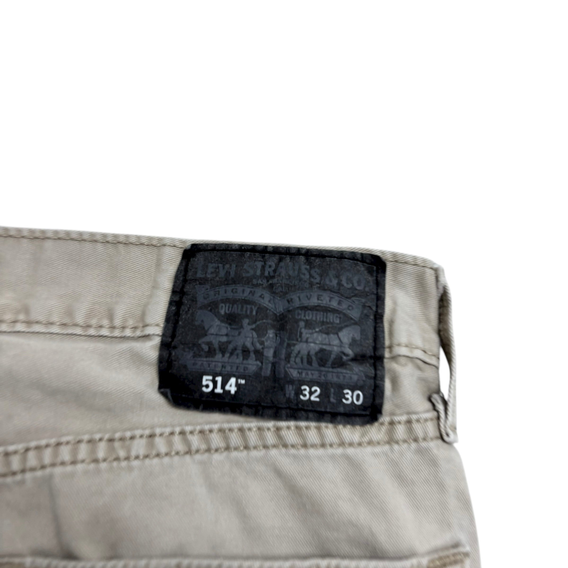 Levis 514 Trousers W32 L29 Mens Cream Regular Straight Fit Pants (E)