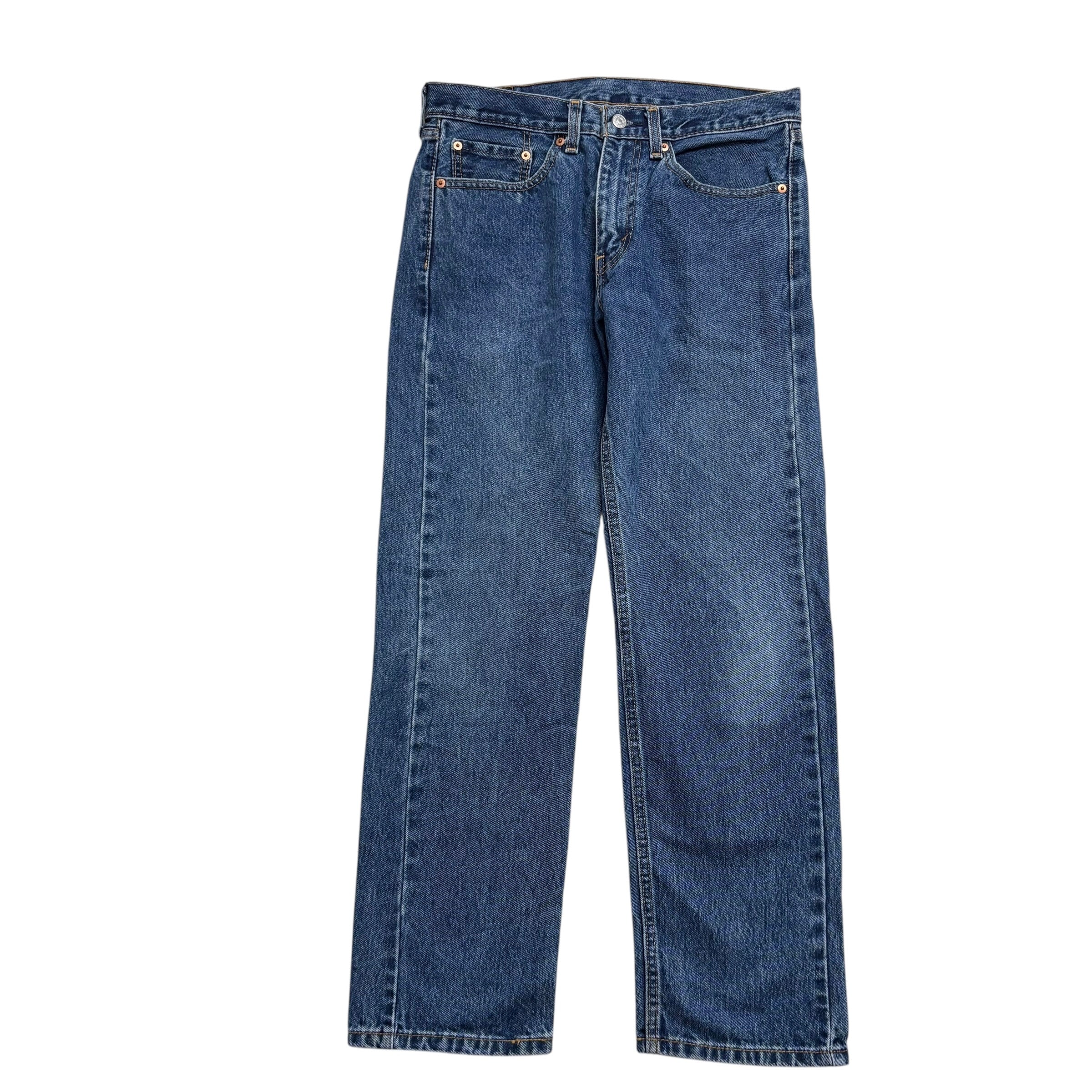 Levis 505 Jeans W32 L30 Mens Mid Blue Regular Straight Fit Denim (E)