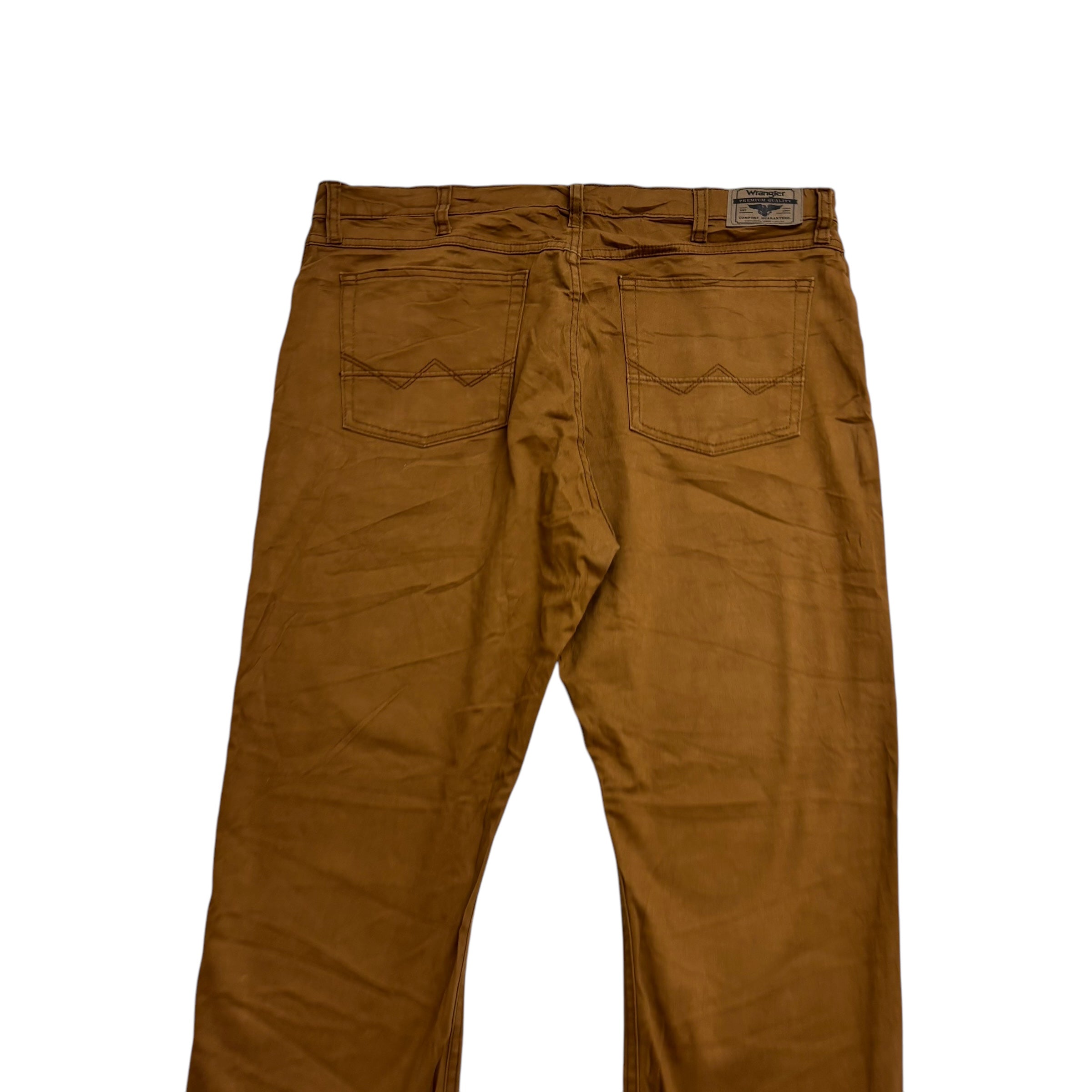 Wrangler Trousers W38 L30 Mens Brown Regular Straight Fit Stretch Cotton Pants (E)