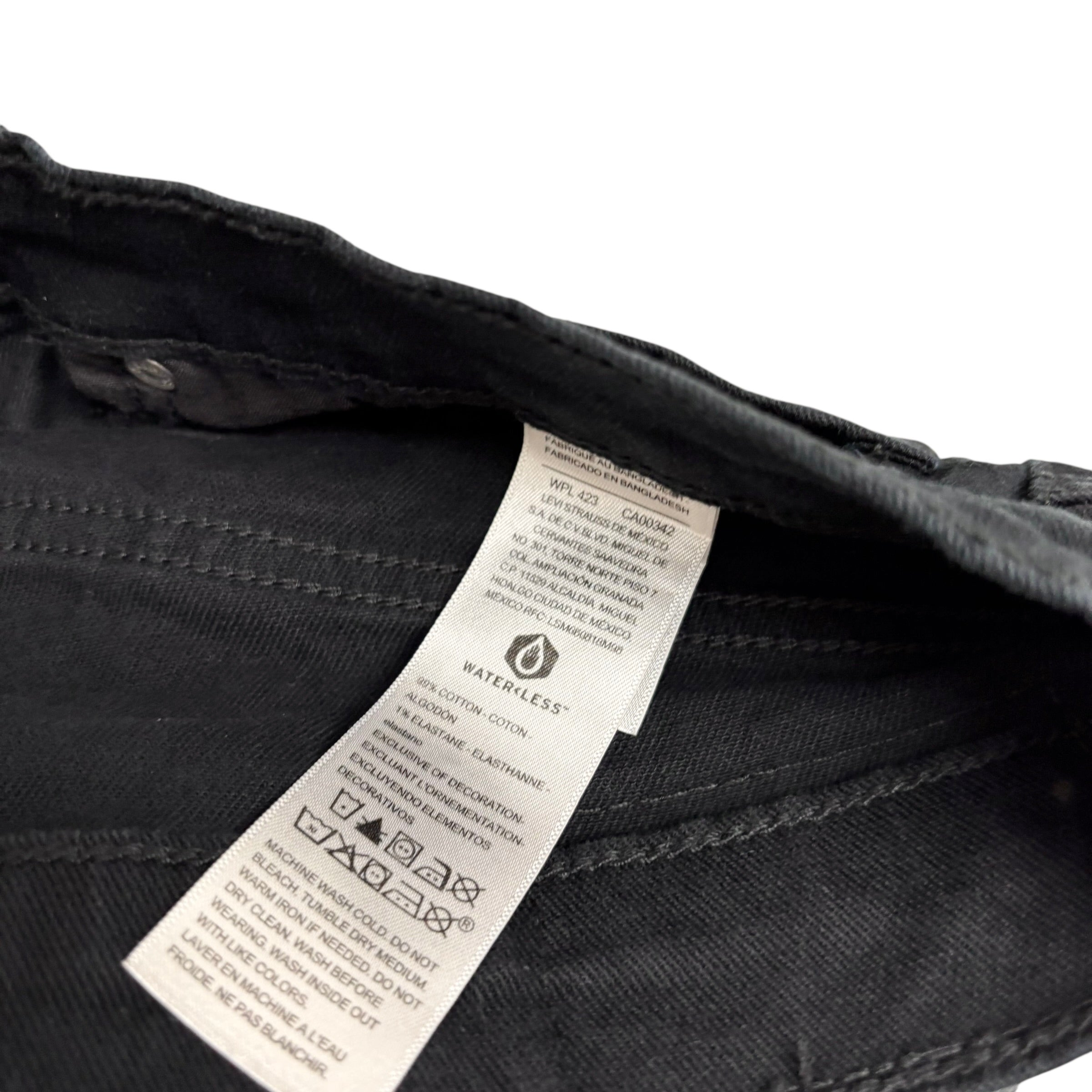 Levis Signature Jeans W32 L32 Mens Black Relaxed Straight Stretch Denim (E)