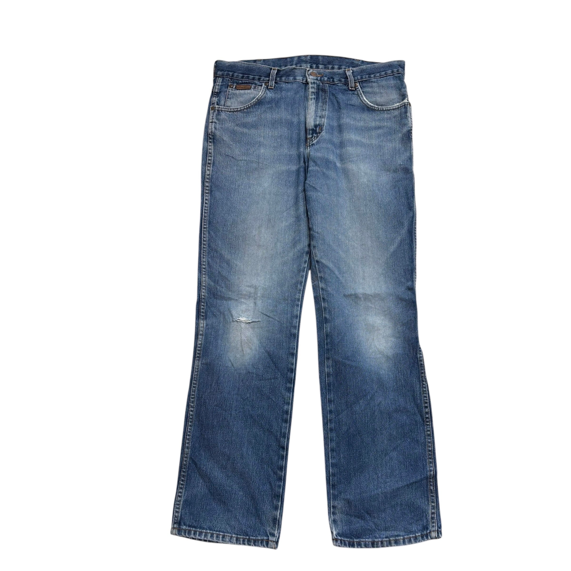 Wrangler Texas Jeans W36 L32 Mens Mid Blue Regular Straight Fit Denim (F)