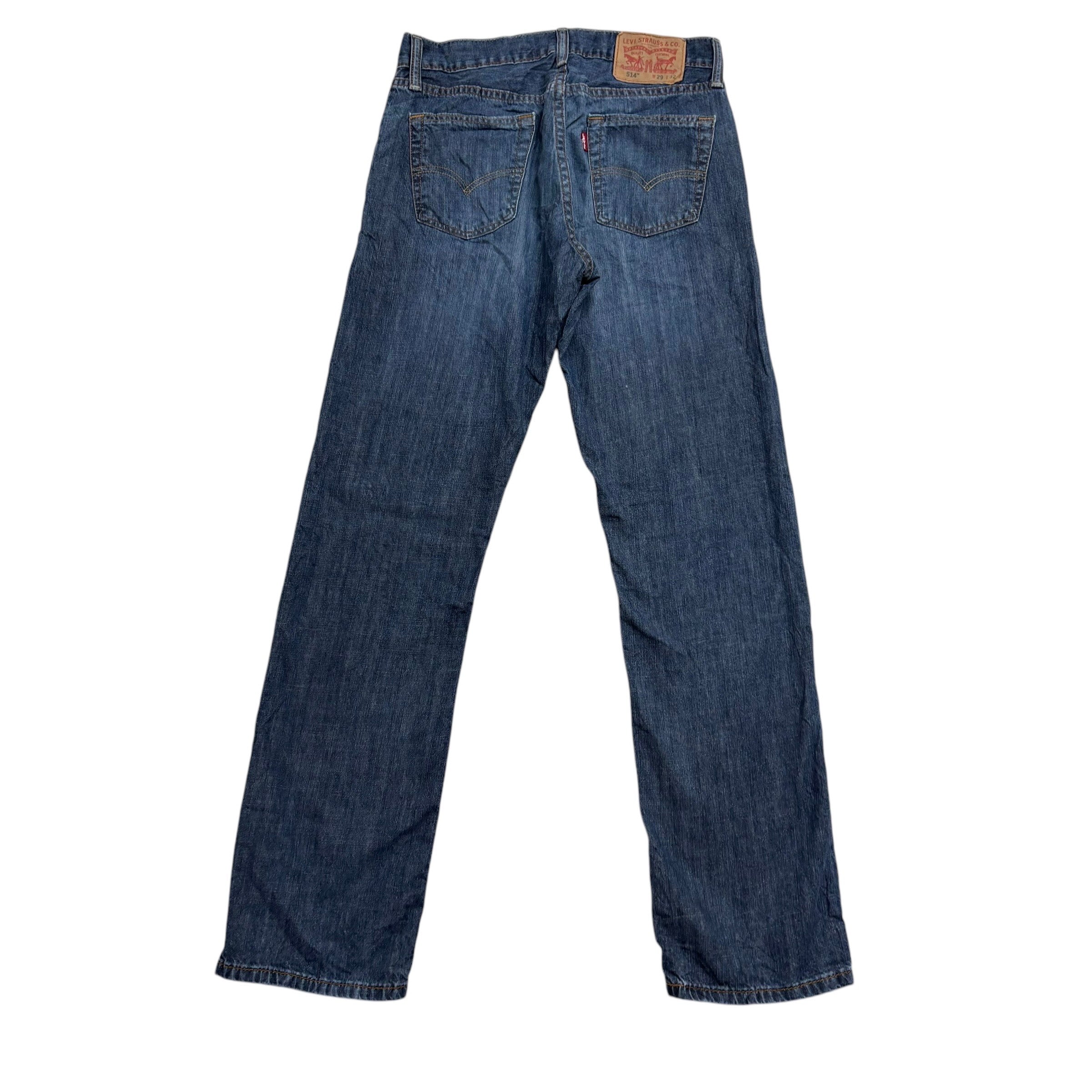 Levis 514 Jeans W29 L32 Mens Mid Blue Regular Straight Fit Denim (E)