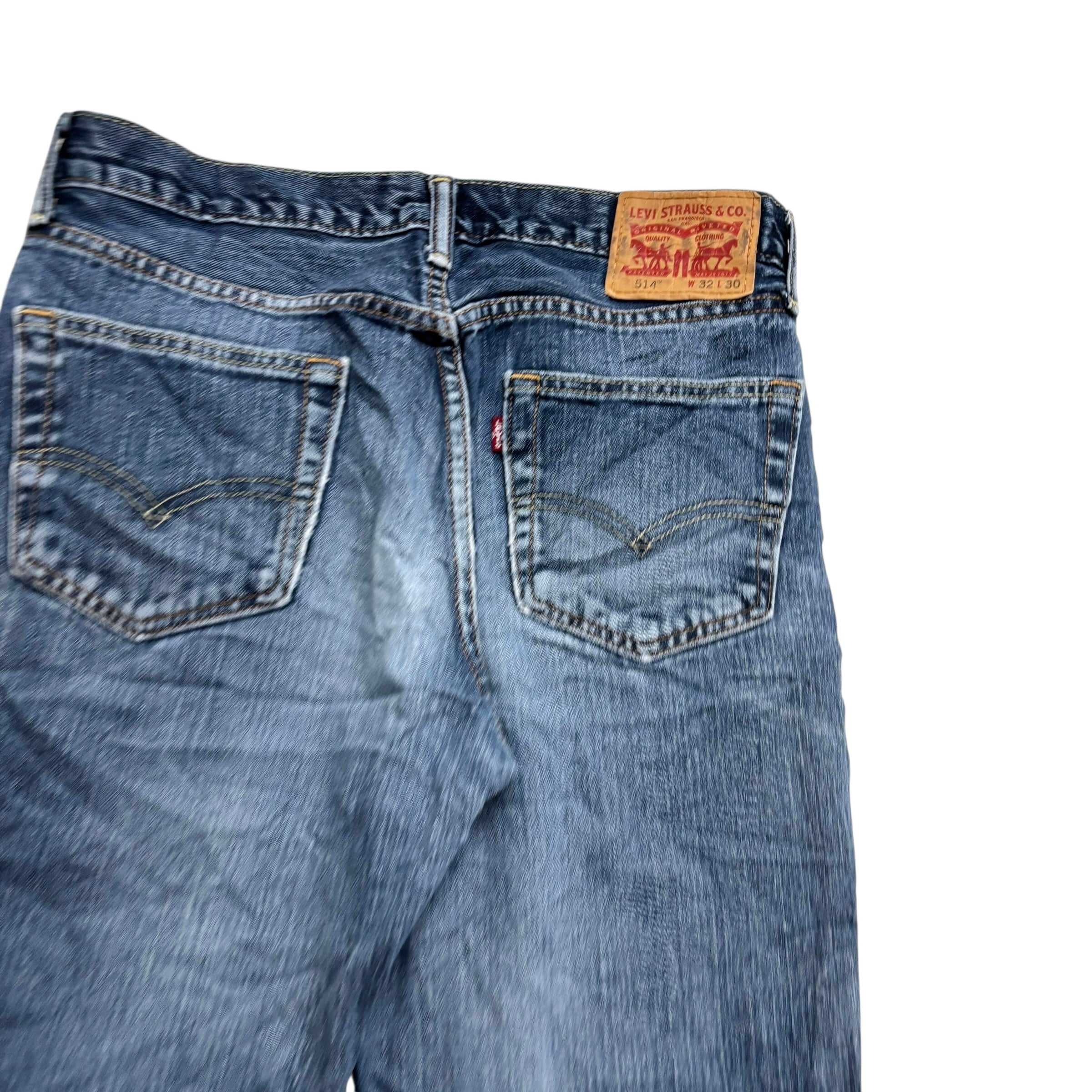 Levis 514 Jeans W32 L30 Mens Mid Blue Regular Straight Fit Denim