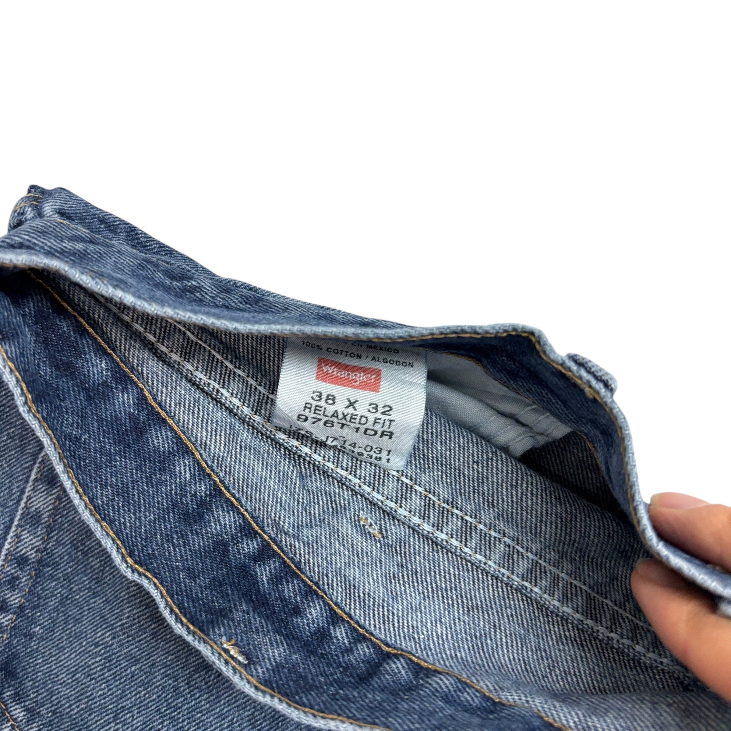 Wrangler Jeans W38 L32 Mens Mid Blue Baggy Relaxed Straight Fit Denim