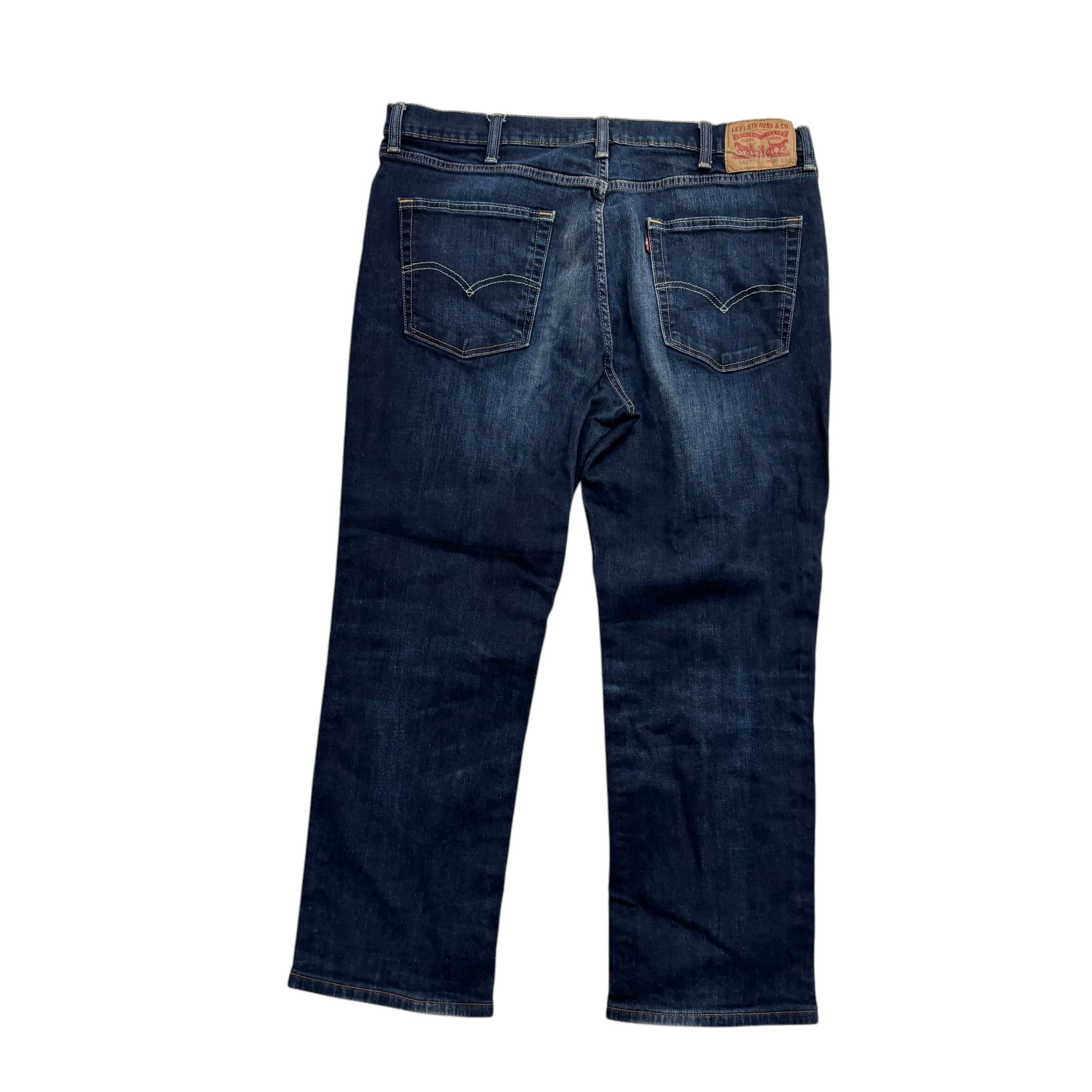 Levis 541 Jeans W38 L27 Mens Dark Blue Athletic Tapered Fit Stretch Denim