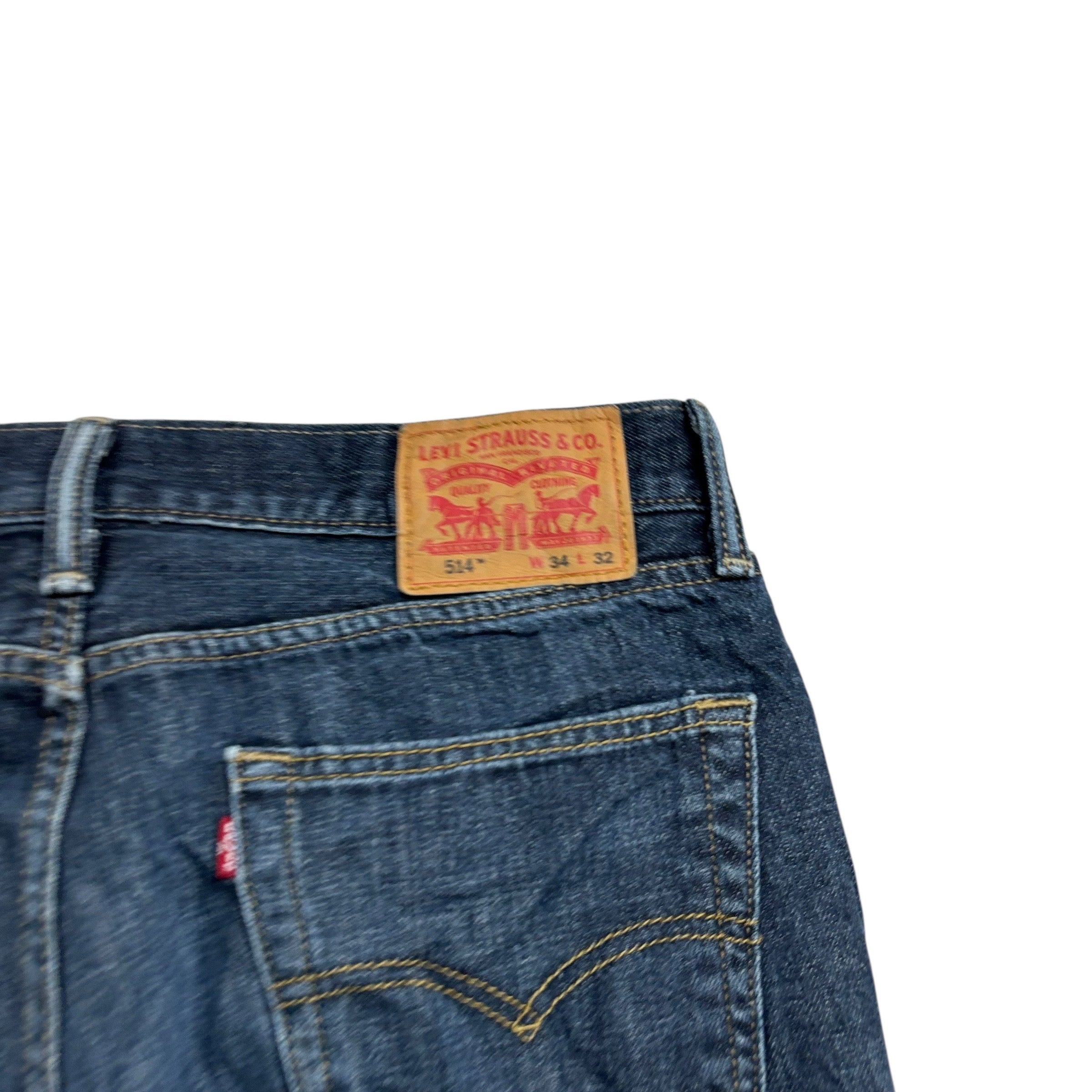 Levis 514 Jeans W34 L32 Mens Dark Blue Regular Straight Fit Denim