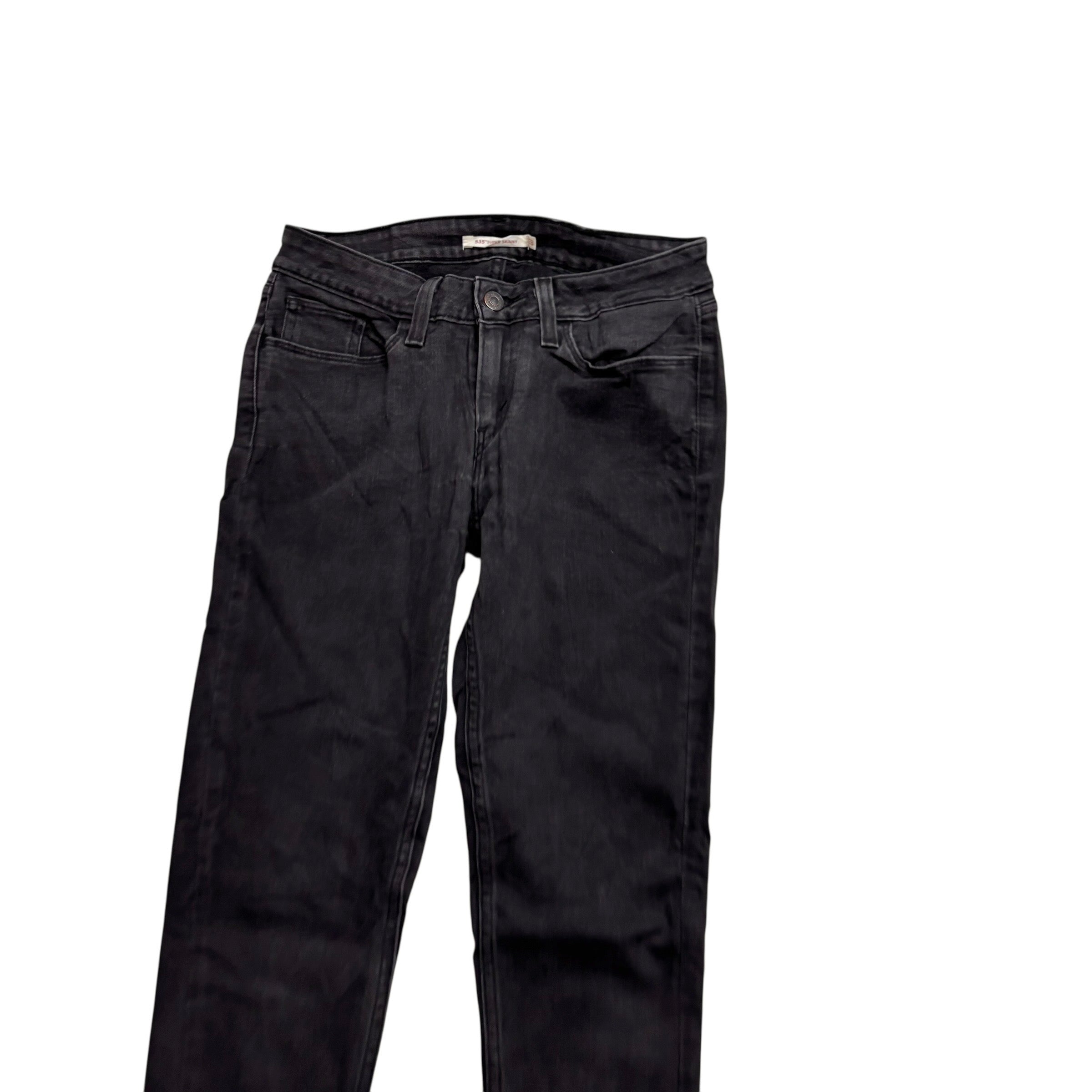 Levis 535 Jeans W28 L30 Womens Super Skinny Fit Black Stretch Denim