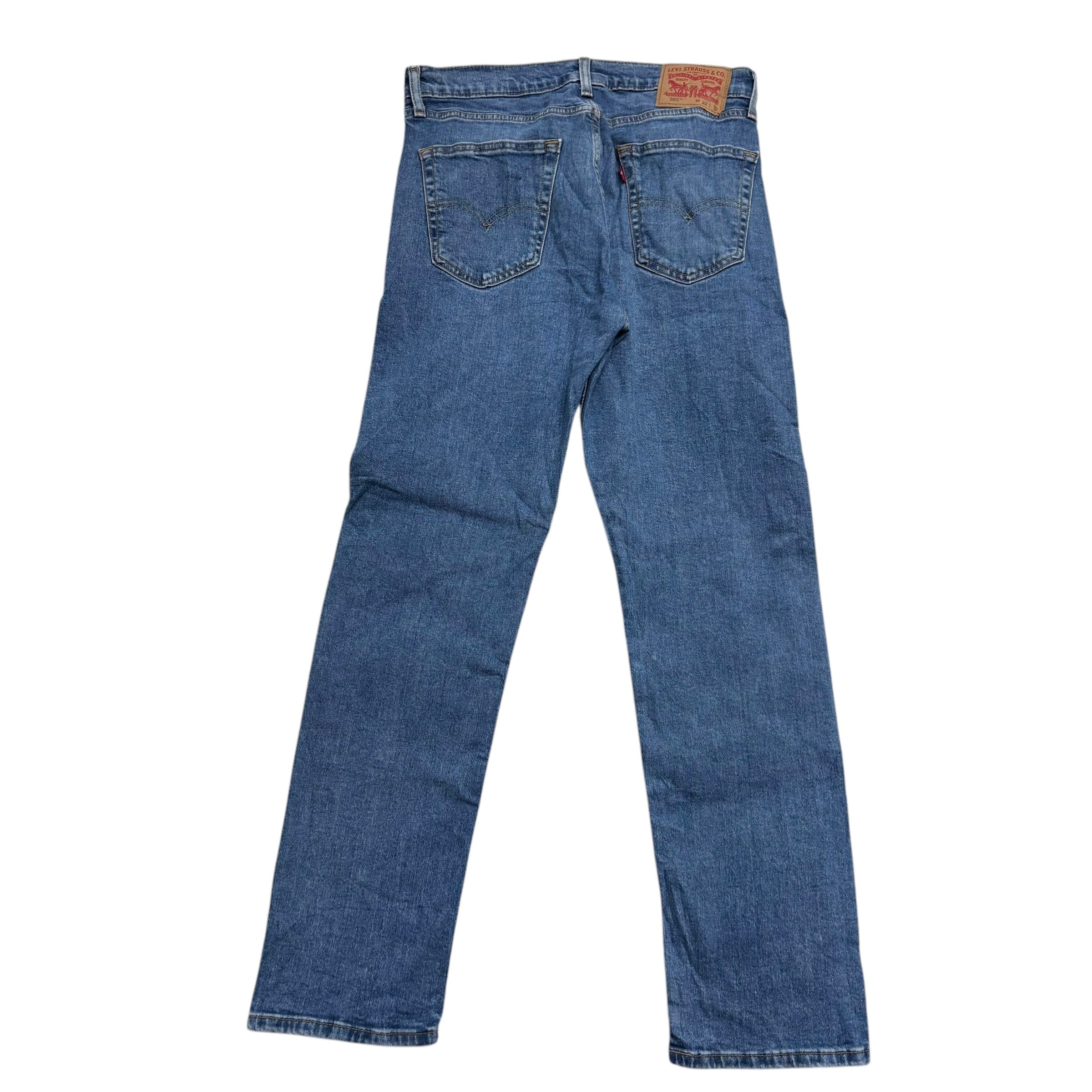 Levis 505 Jeans W32 L32 Mens Mid Blue Regular Straight Fit Stretch Denim