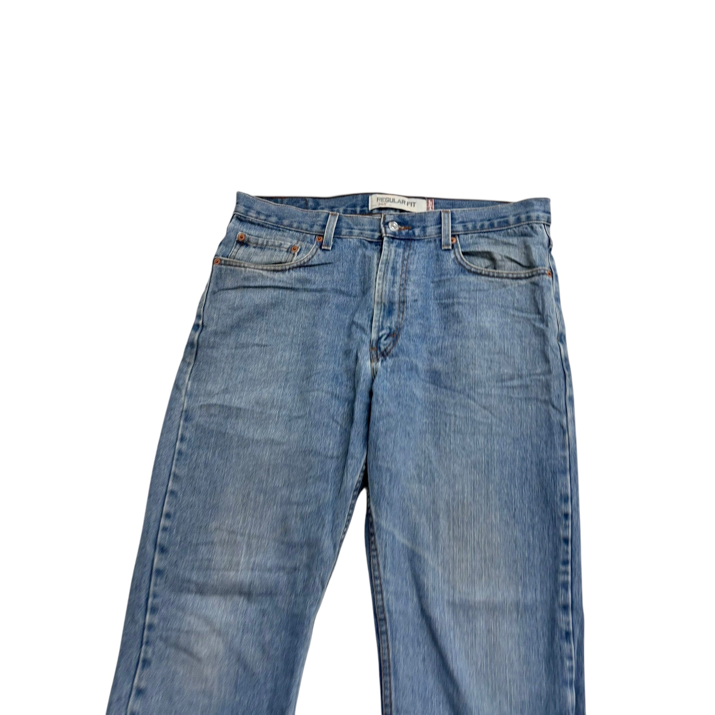 Levis 505 Jeans W34 L32 Mens Light Blue Regular Straight Fit Vintage Denim