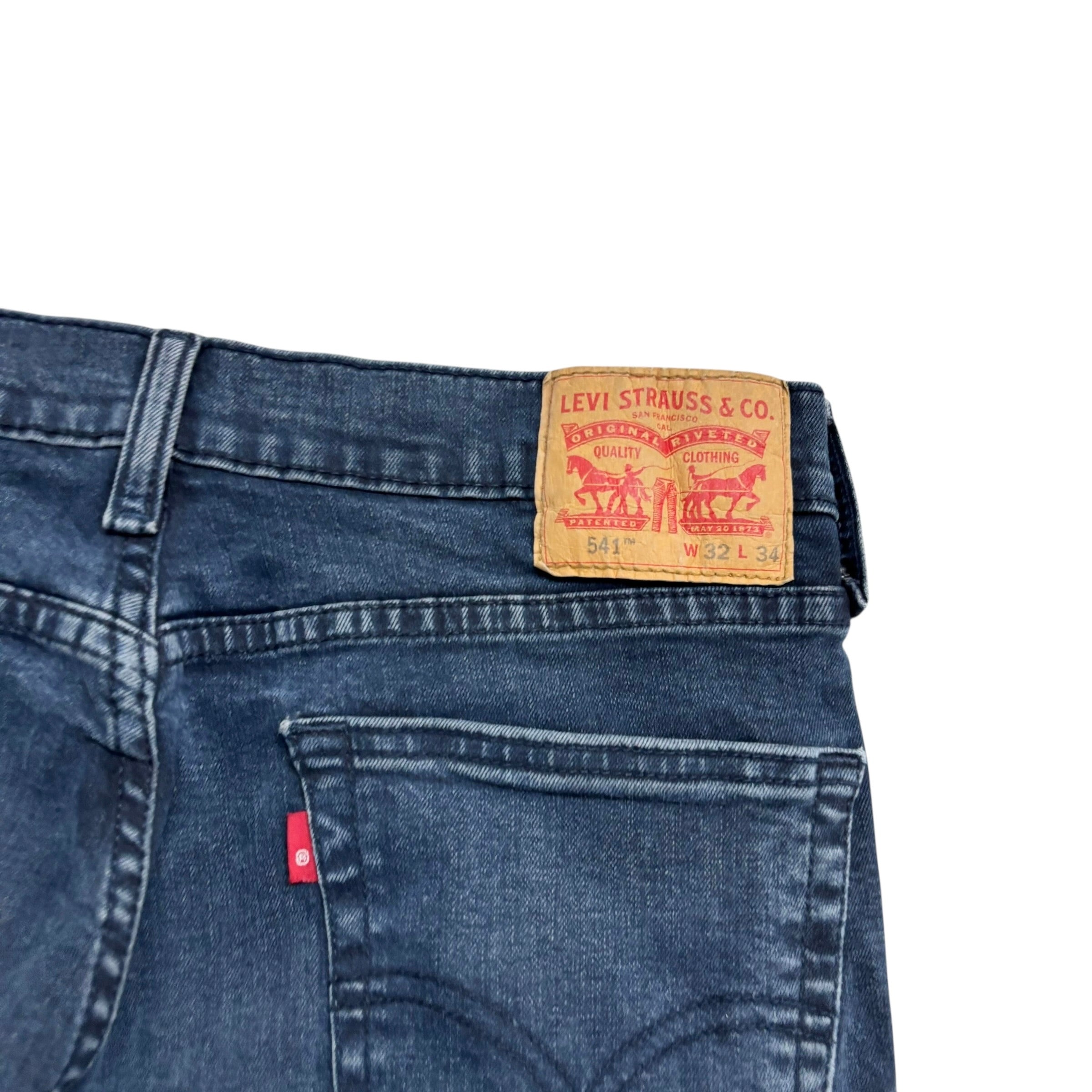 Levis 541 Jeans W31 L33 Mens Navy Blue Athletic Tapered Fit Stretch Denim (E)