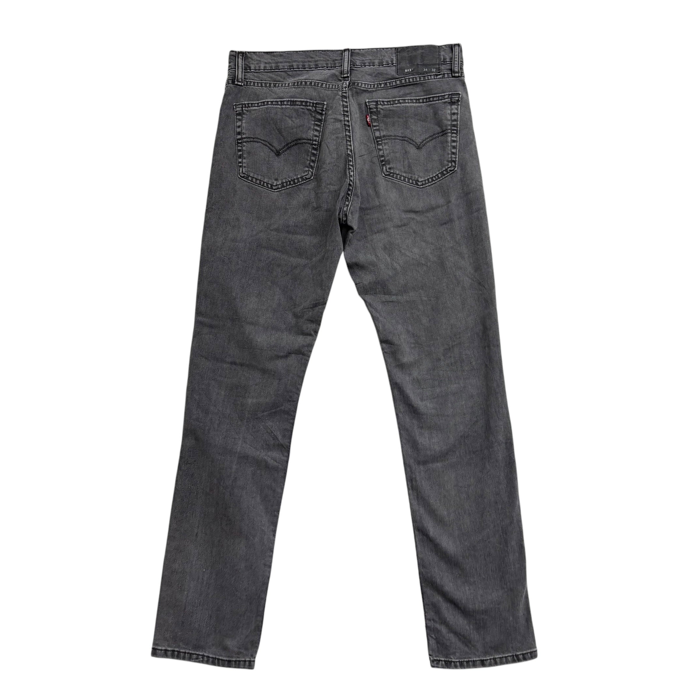 Levis 511 Jeans W34 L32 Mens Grey Slim Fit Stretch Denim (G)