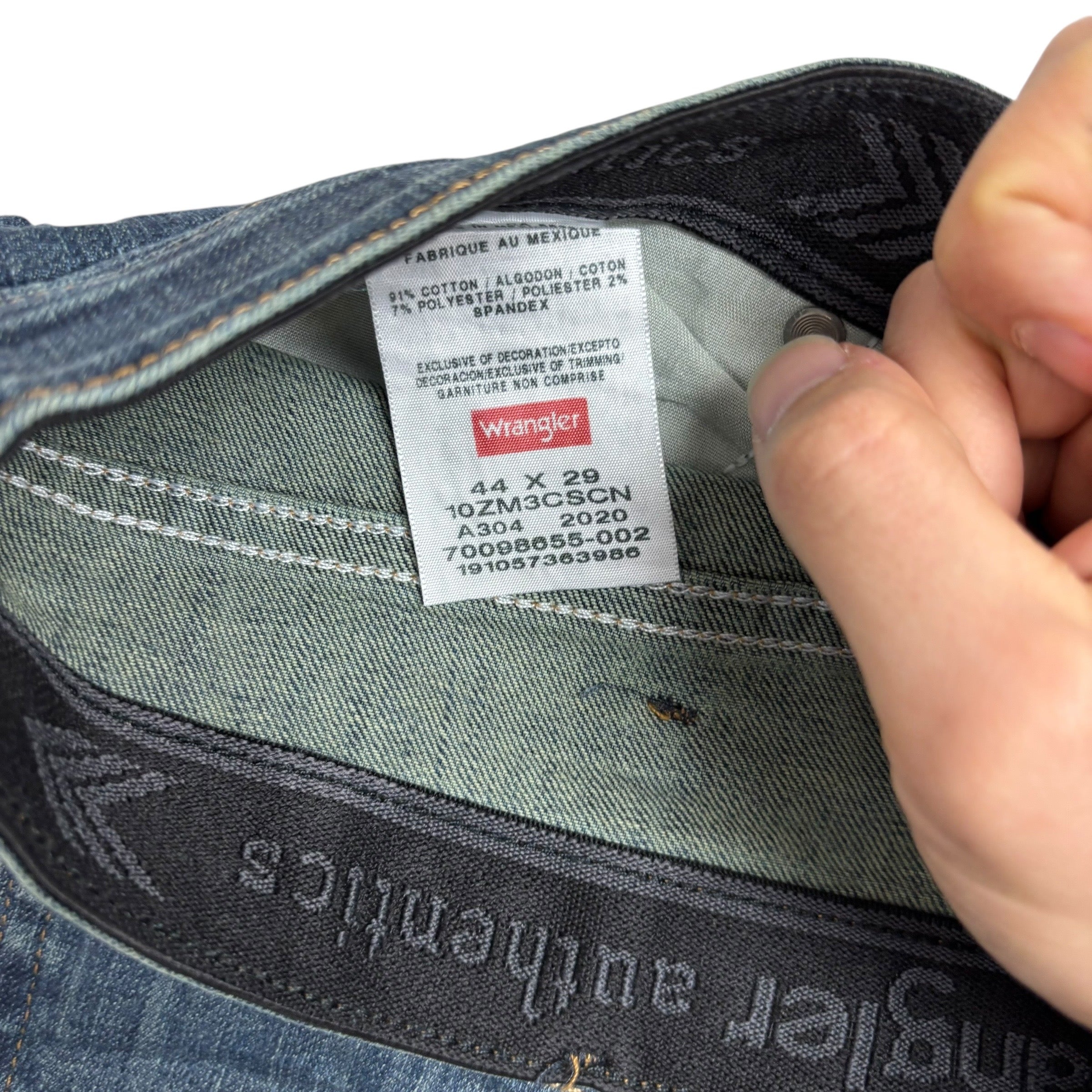 Wrangler Jeans W44 L29 Mens Dark Blue Relaxed Straight Fit Stretch Denim (E)