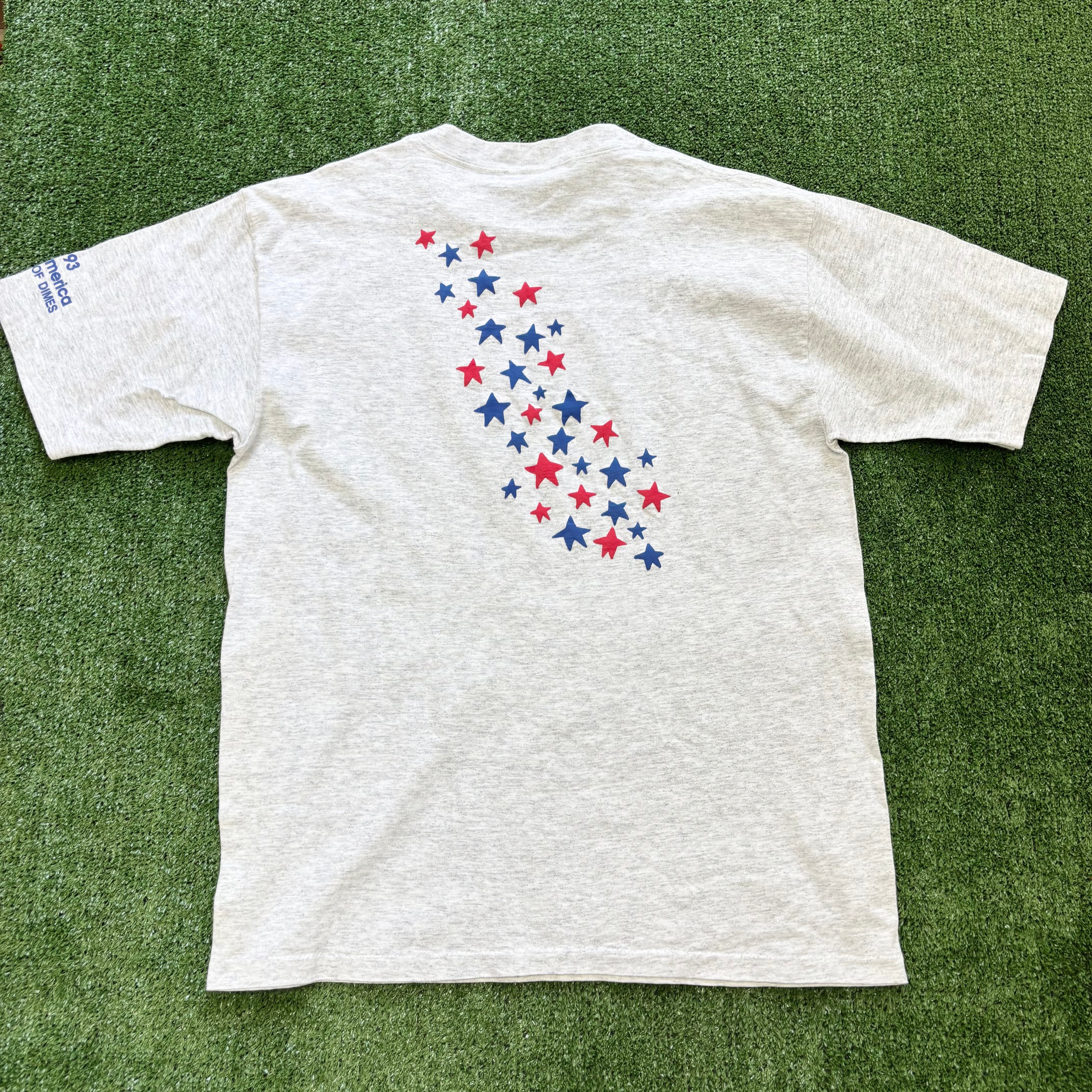 Vintage T Shirt Mens Medium Grey Single Stitch Graphic Print 90s USA (E)