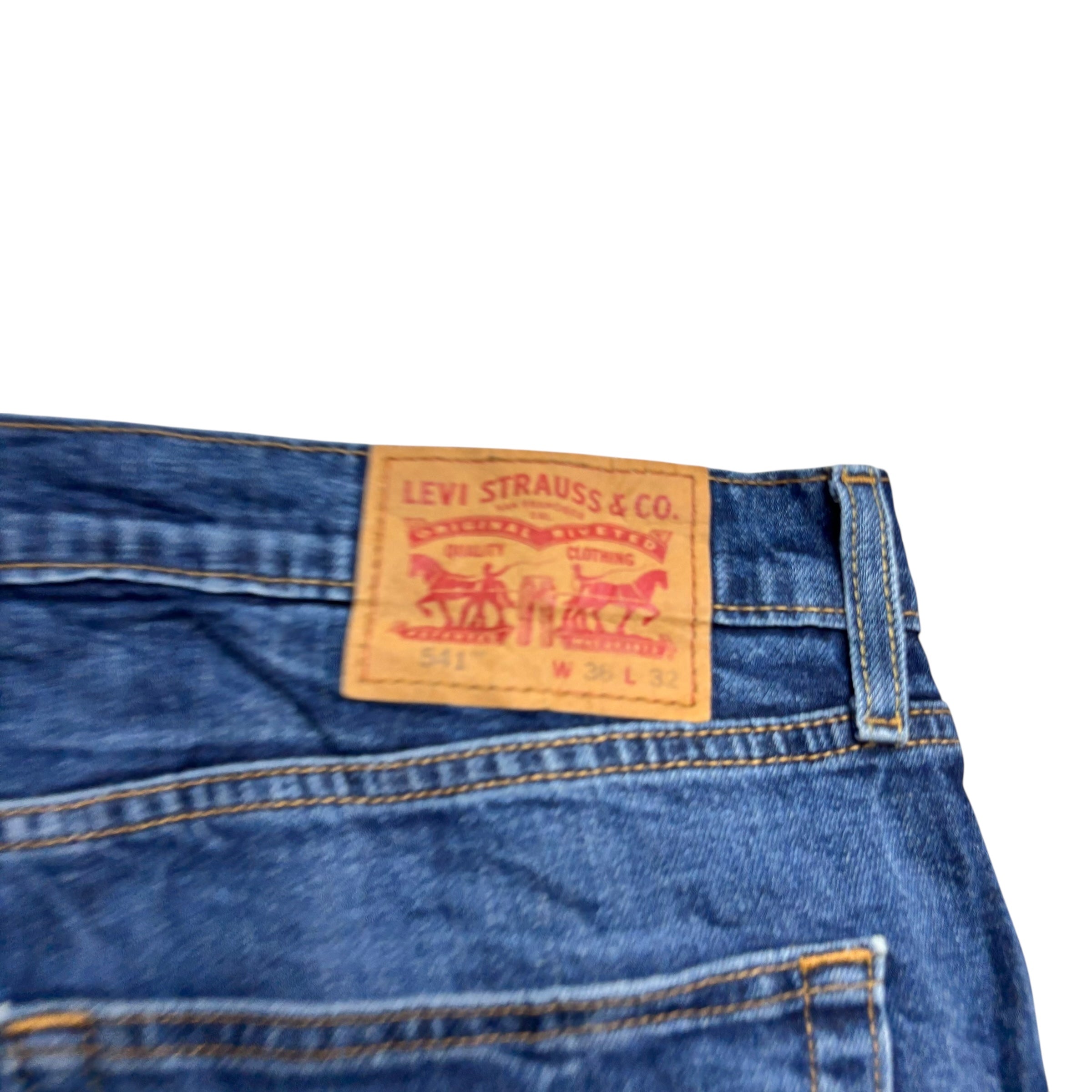 Levis 541 Jeans W36 L32 Mens Mid Blue Athletic Tapered Fit Stretch Denim (E)