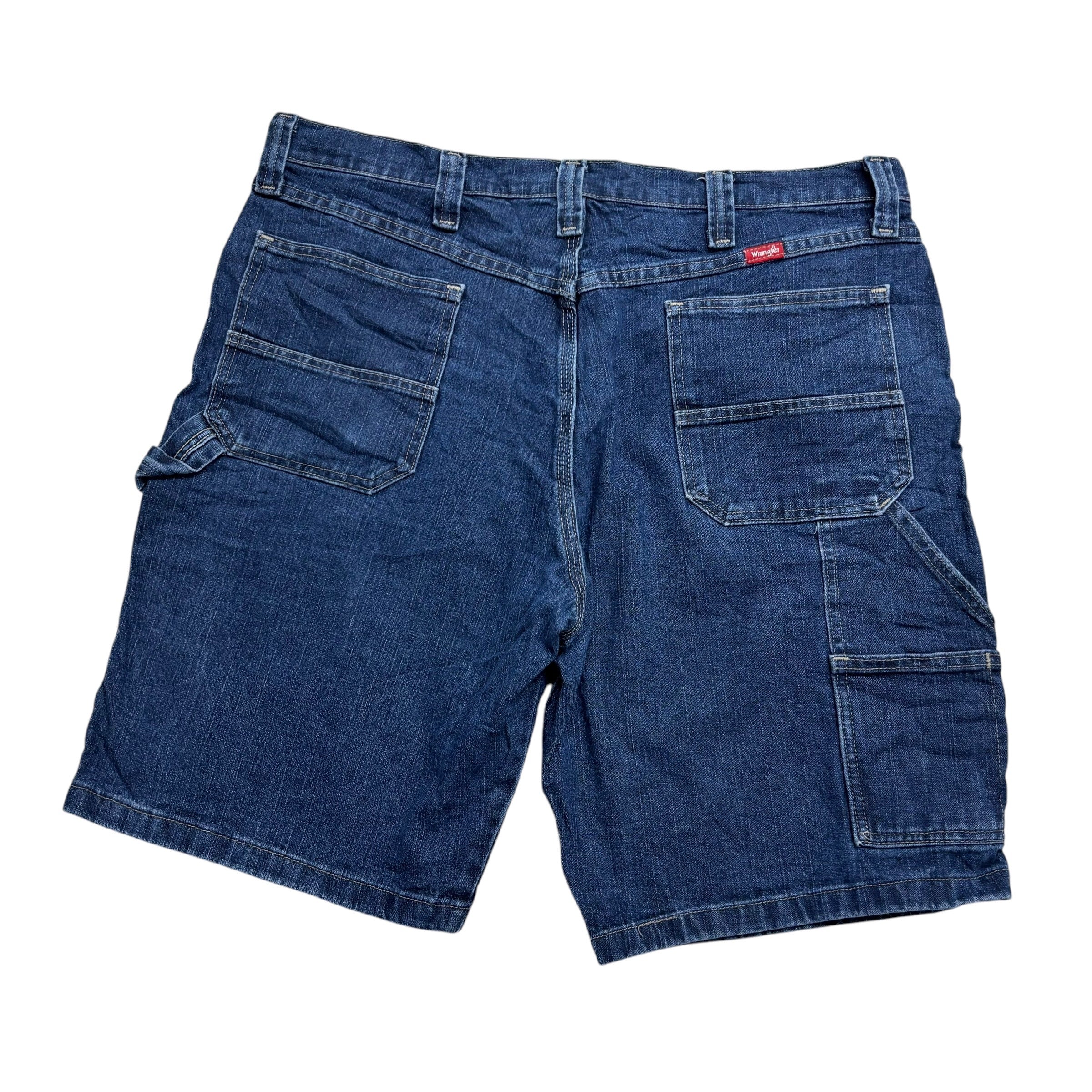 Wrangler Baggy Jorts W36 Mens Dark Blue Denim Shorts Relax Carpenter Stretch (E)