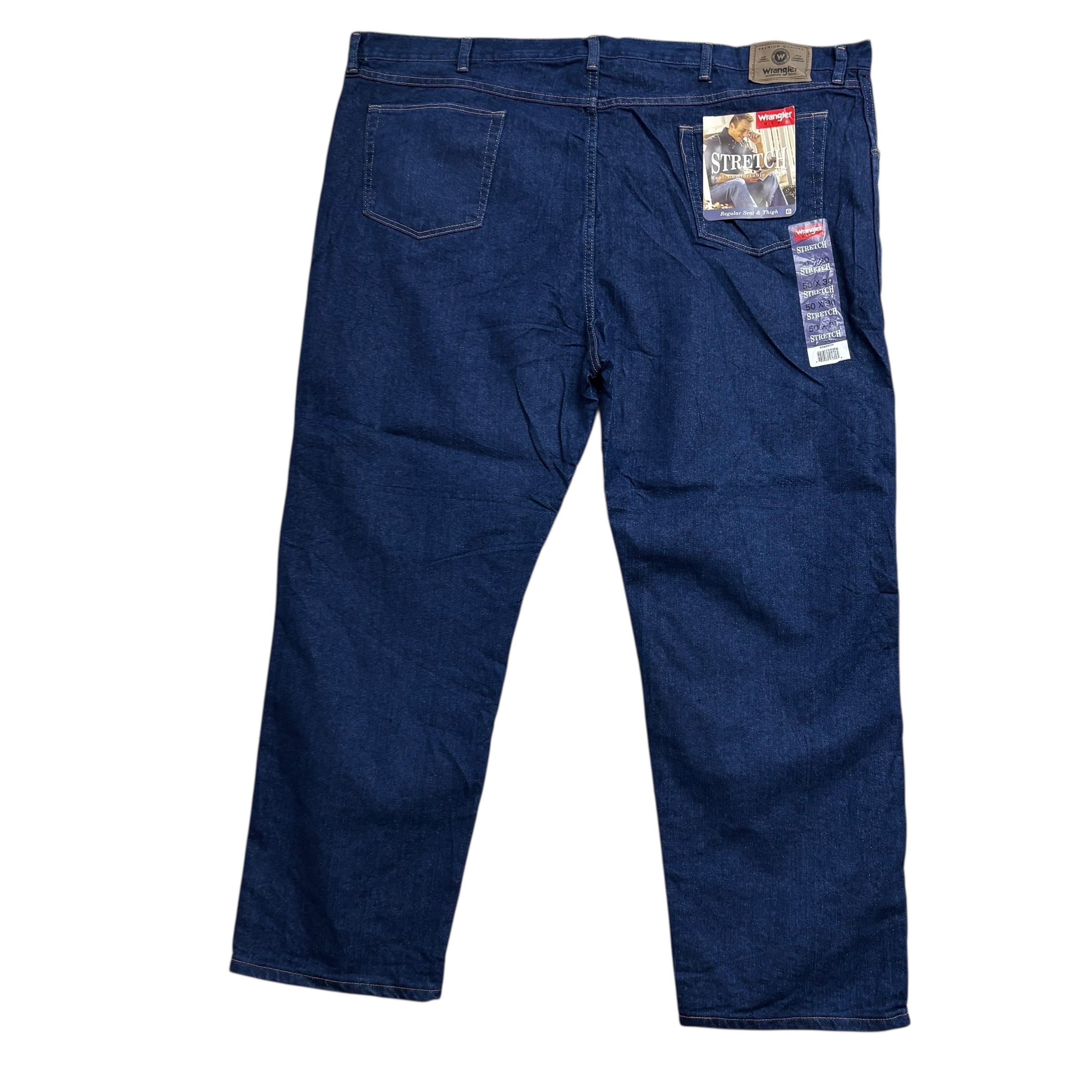 Wrangler Jeans W50 L30 Mens Dark Blue Regular Straight Fit Denim (E)