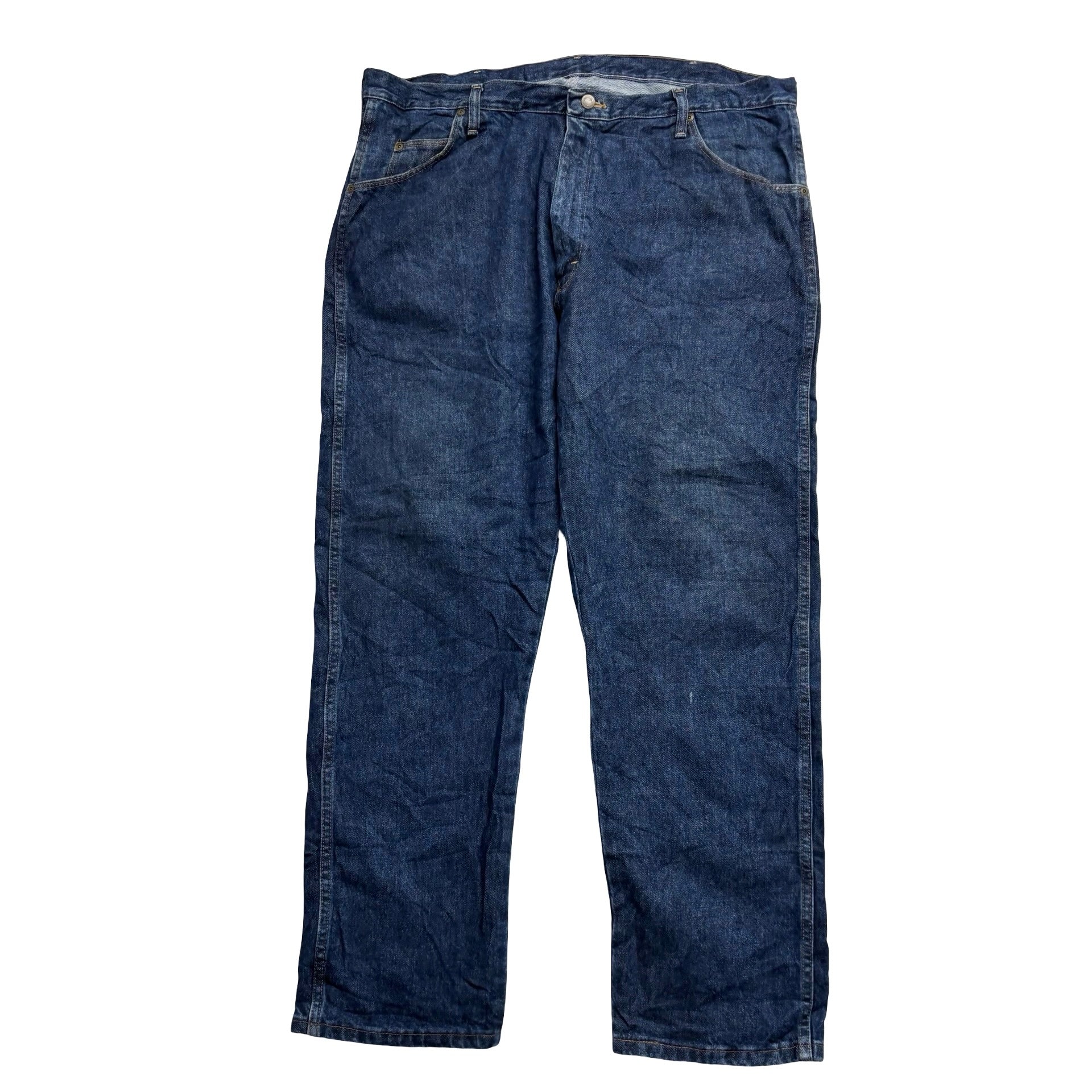 Wrangler Jeans W42 L30 Mens Dark Blue Regular Straight Fit Vintage Denim (E)