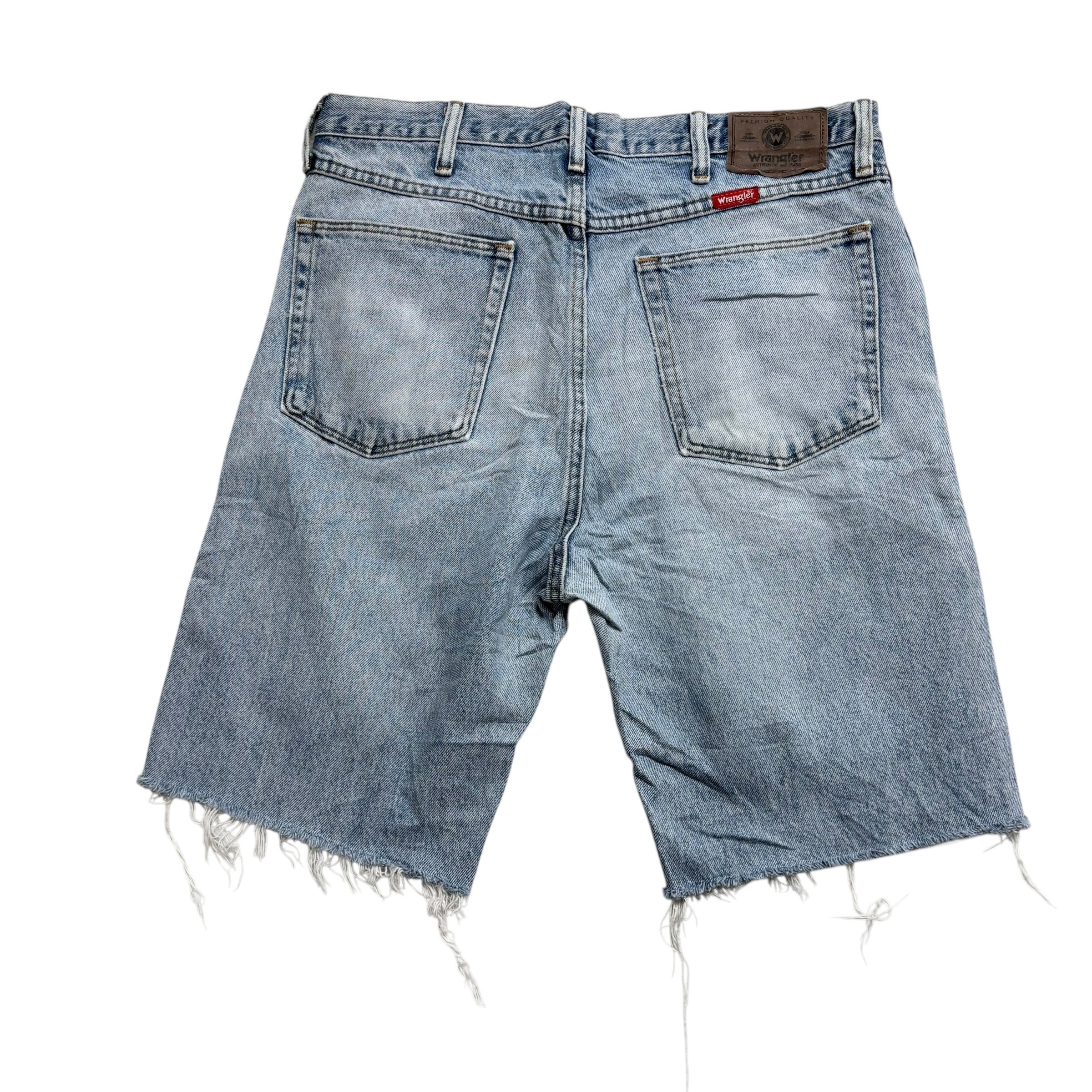 Wrangler Denim Shorts W34 Mens Light Blue Cut Off Jorts Regular Fit