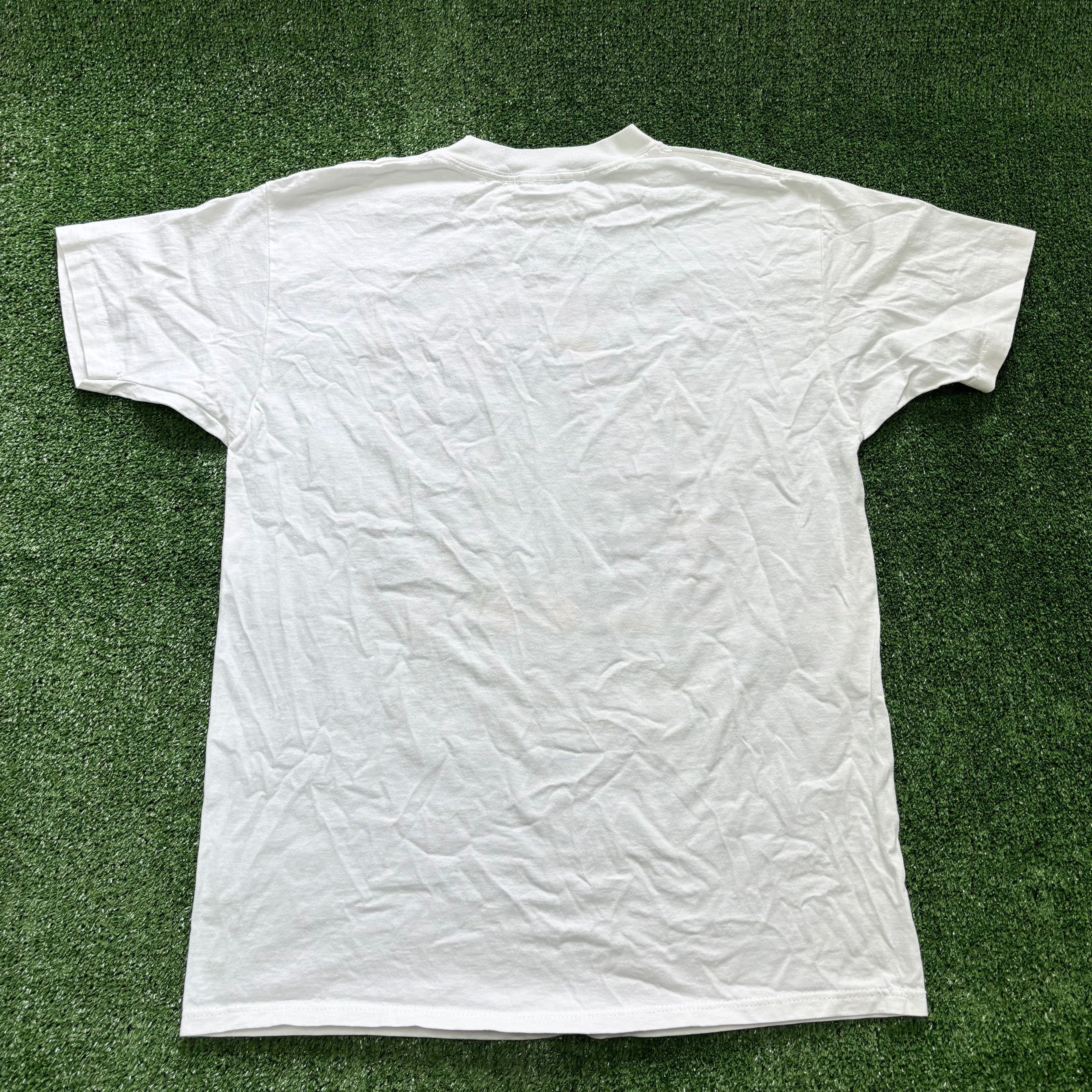 Vintage T Shirt Mens Large White Single Stitch Graphic Print 90s USA Penguin (E)