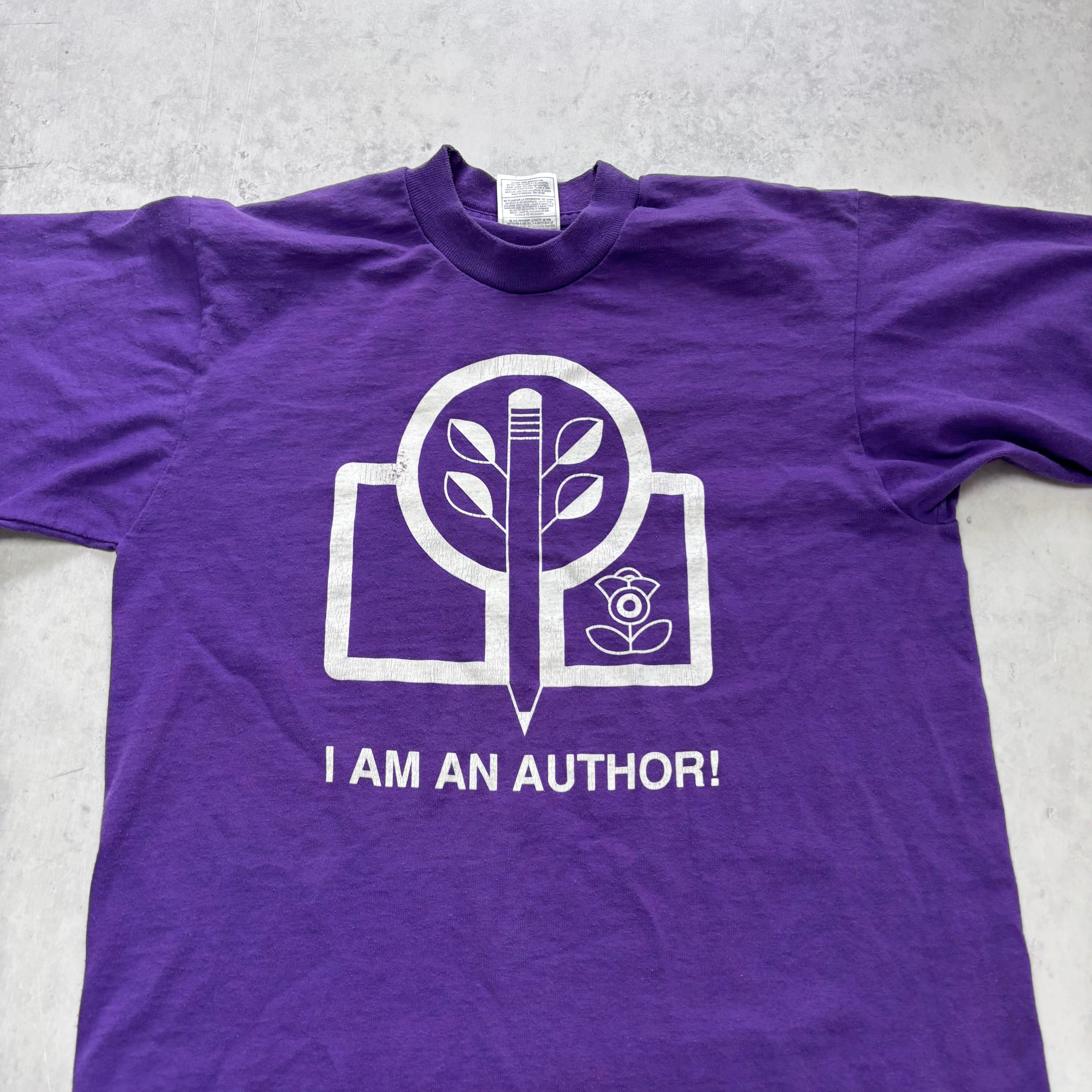 Vintage T Shirt Mens XS Purple Single Stitch Graphic Print 90s USA Books (E)