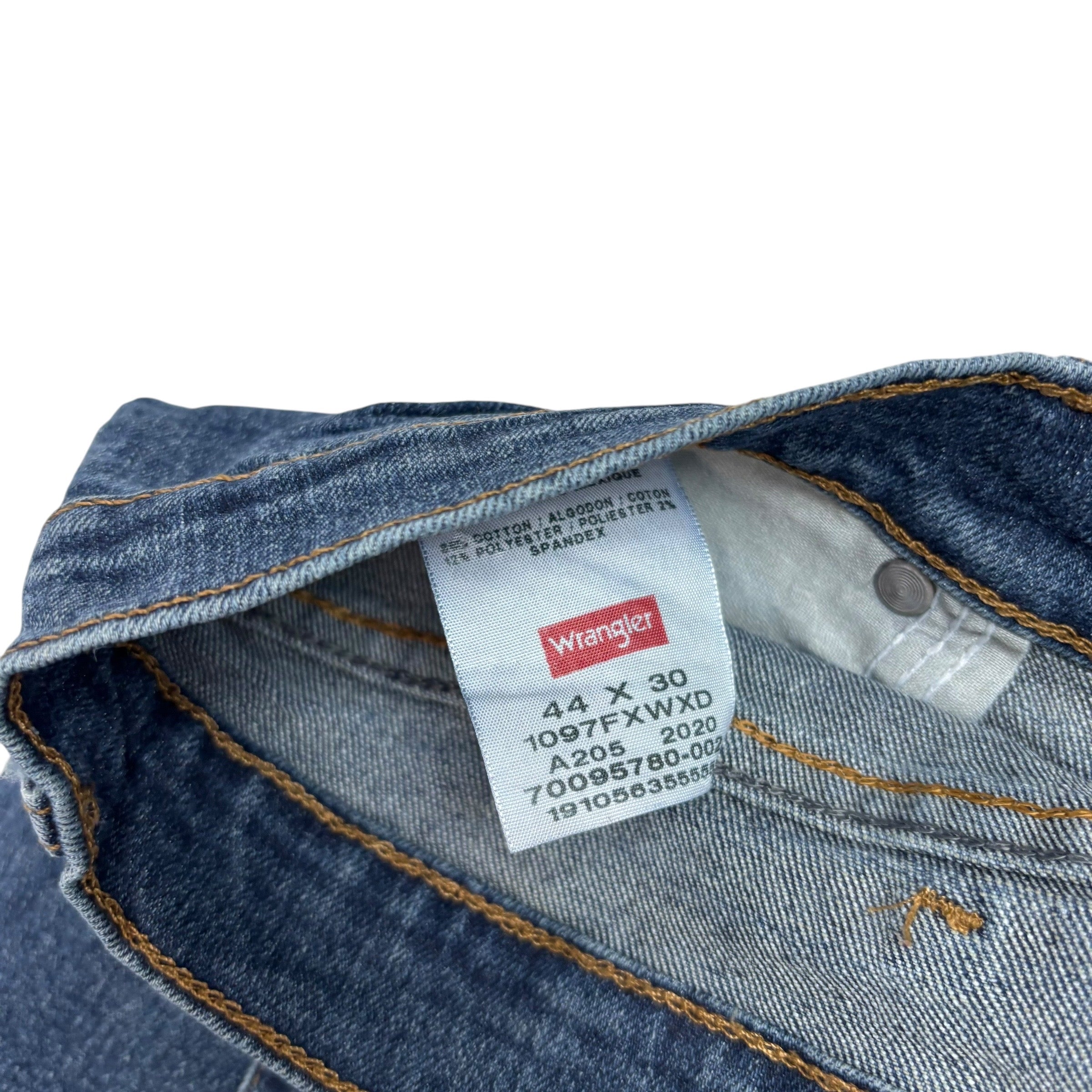 Wrangler Jeans W44 L30 Mens Mid Blue Relaxed Straight Fit Stretch Denim (E)