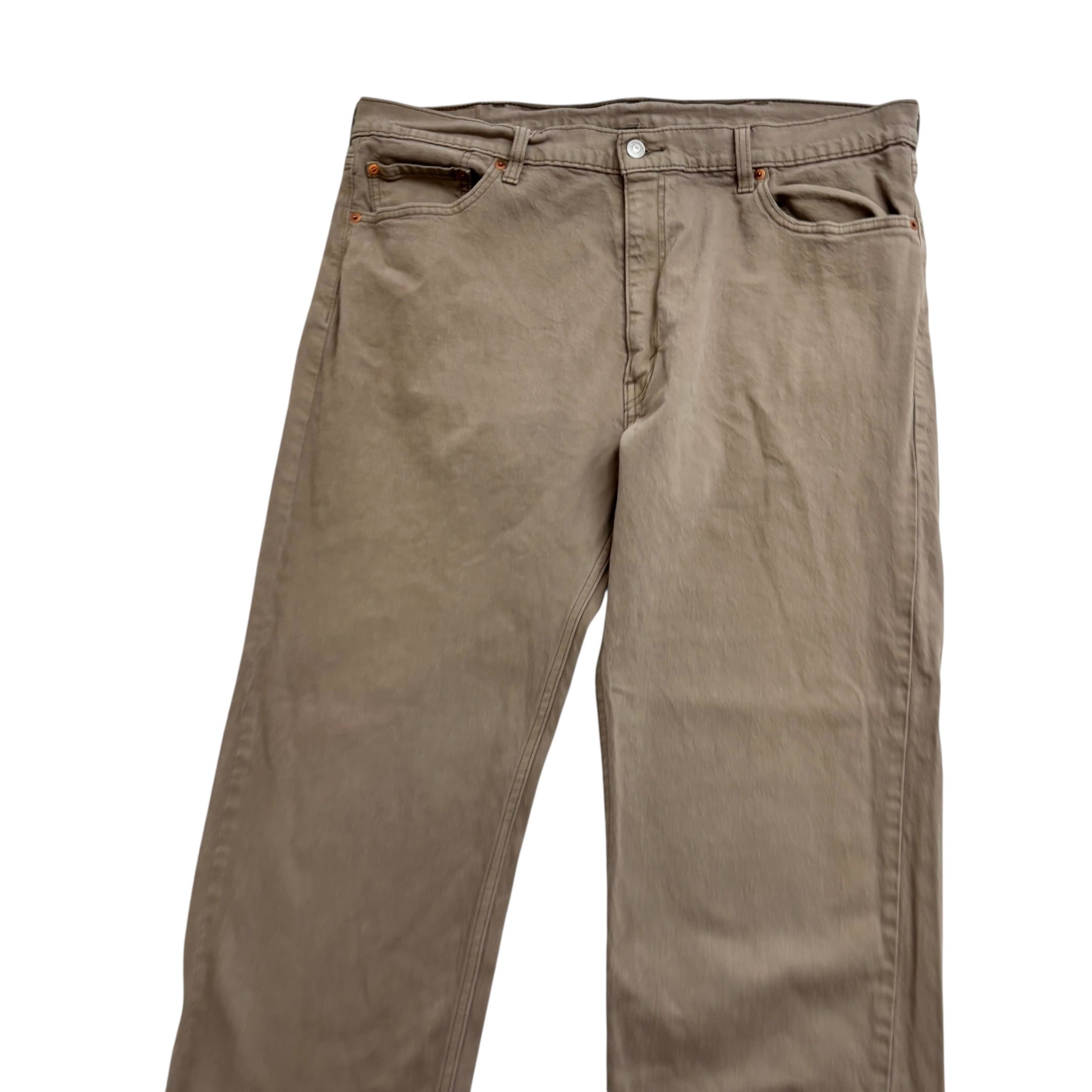 Levis 505 Jeans W40 L32 Mens Beige Regular Straight Fit Stretch Denim (E)