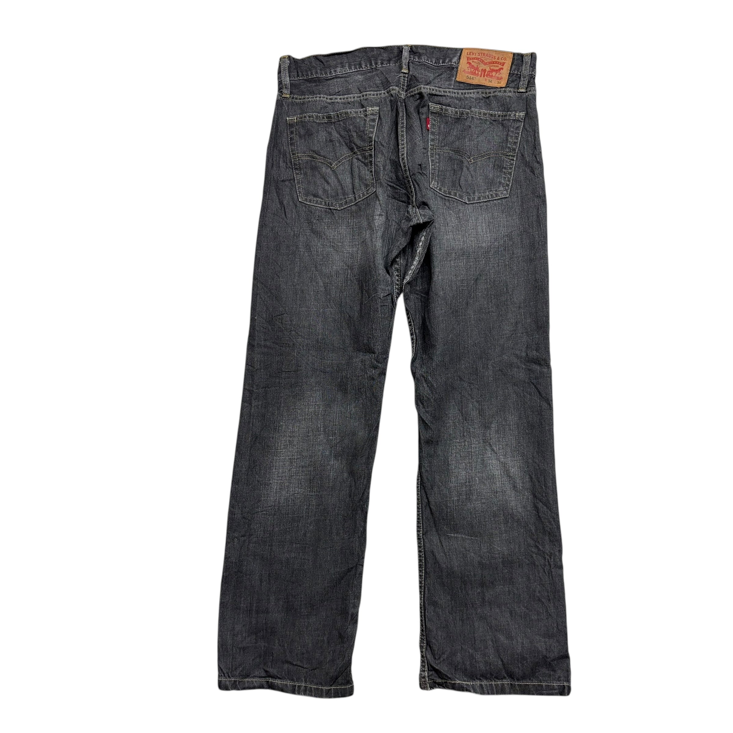 Levis 514 Jeans W34 L29 Mens Grey Regular Straight Fit Denim (E)