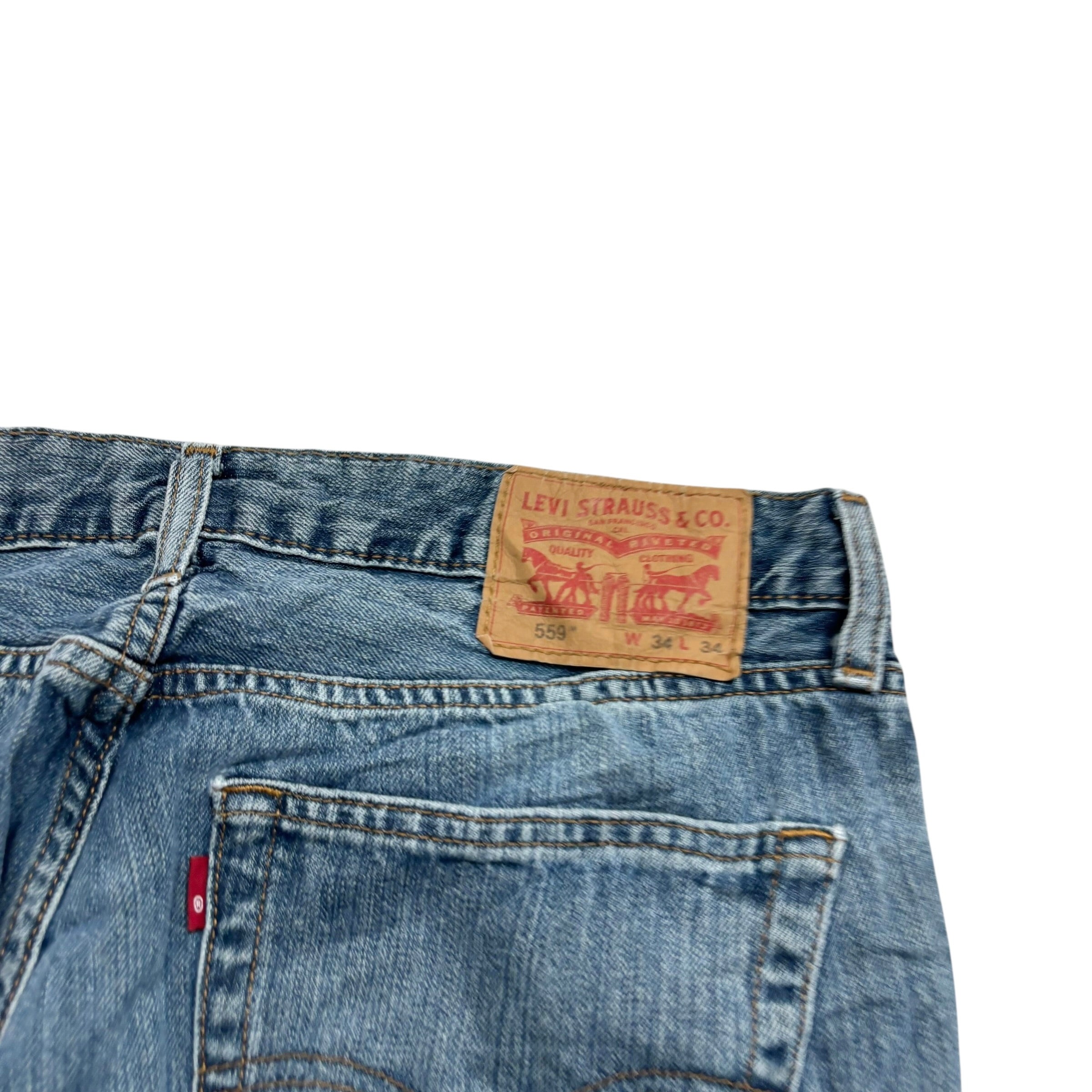 Levis 559 Jeans W34 L34 Mens Mid Blue Baggy Relaxed Straight Fit Denim (E)