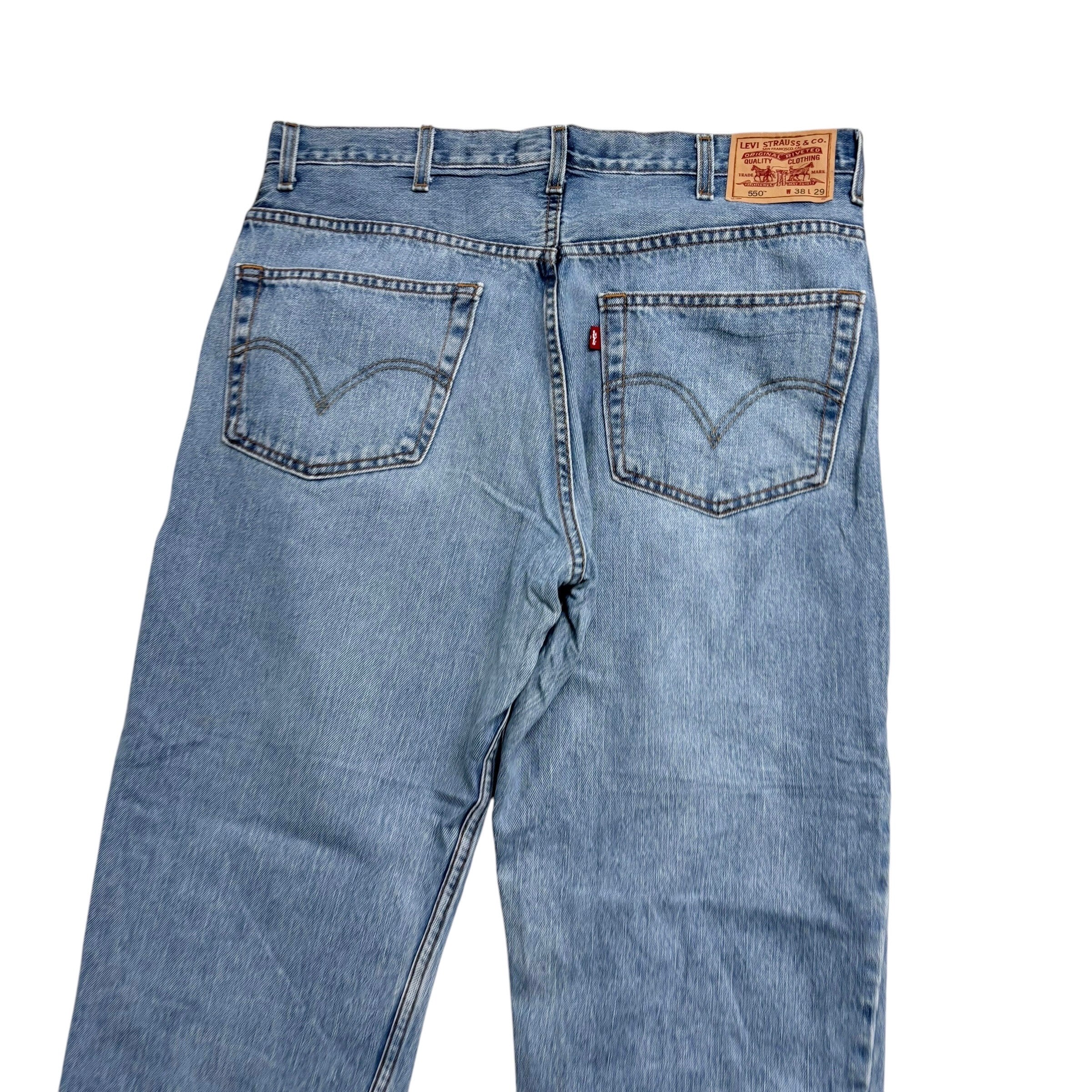 Levis 550 Jeans W38 L29 Mens Light Blue Baggy Relaxed Straight Vintage Denim (E)