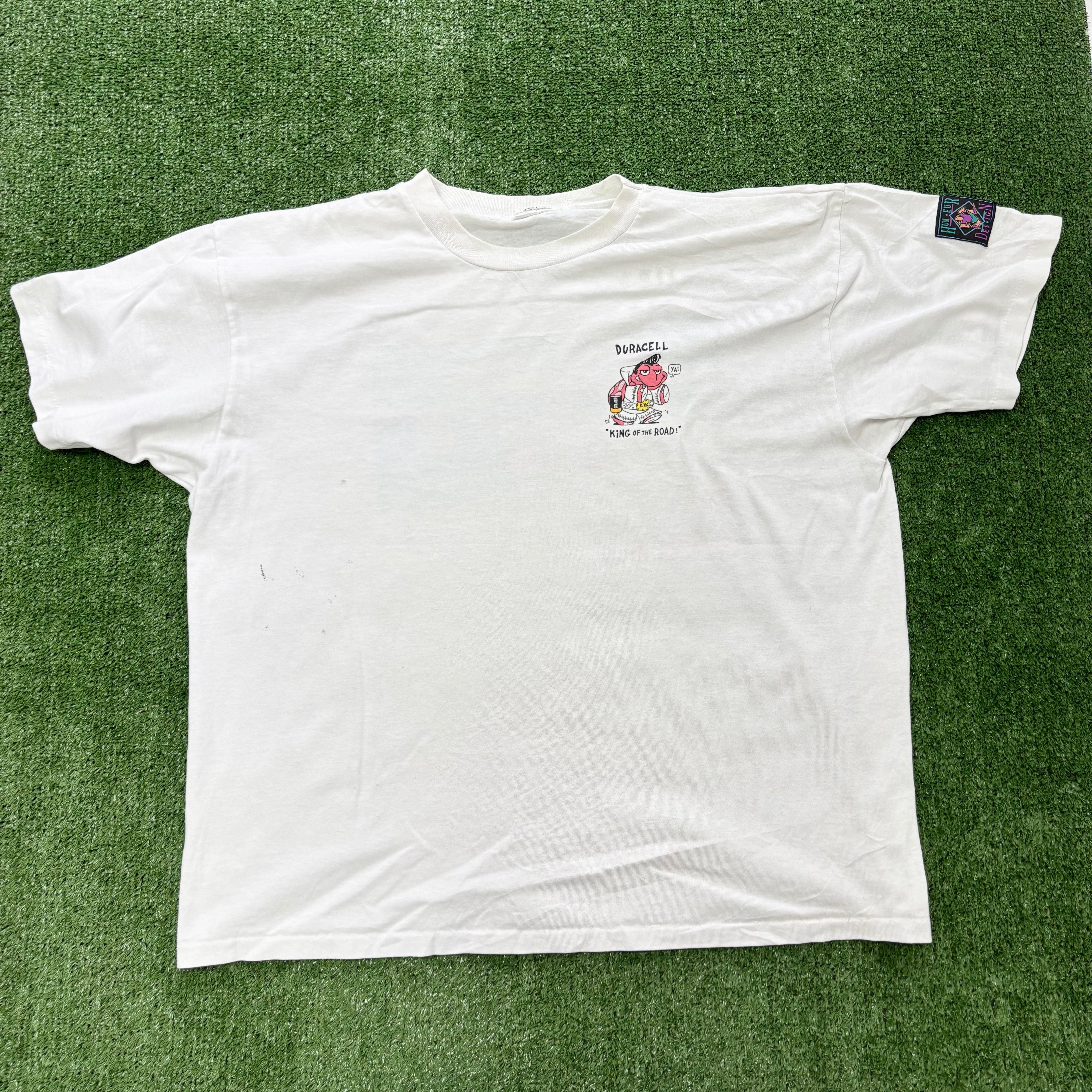 Vintage T Shirt Mens Medium White Single Stitch Graphic Print 90s (F)