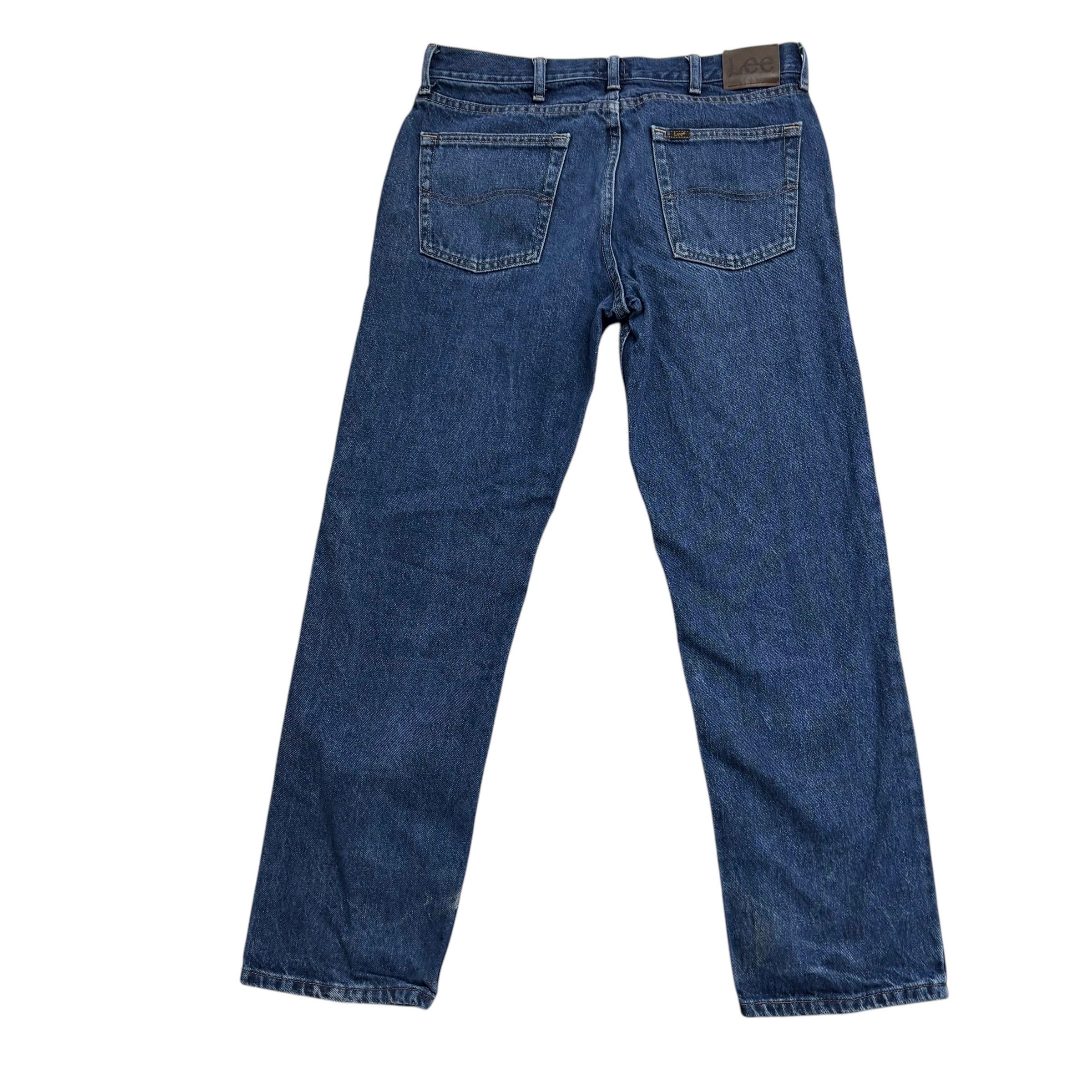 Lee Jeans W34 L30 Mens Mid Blue Regular Straight Fit Denim