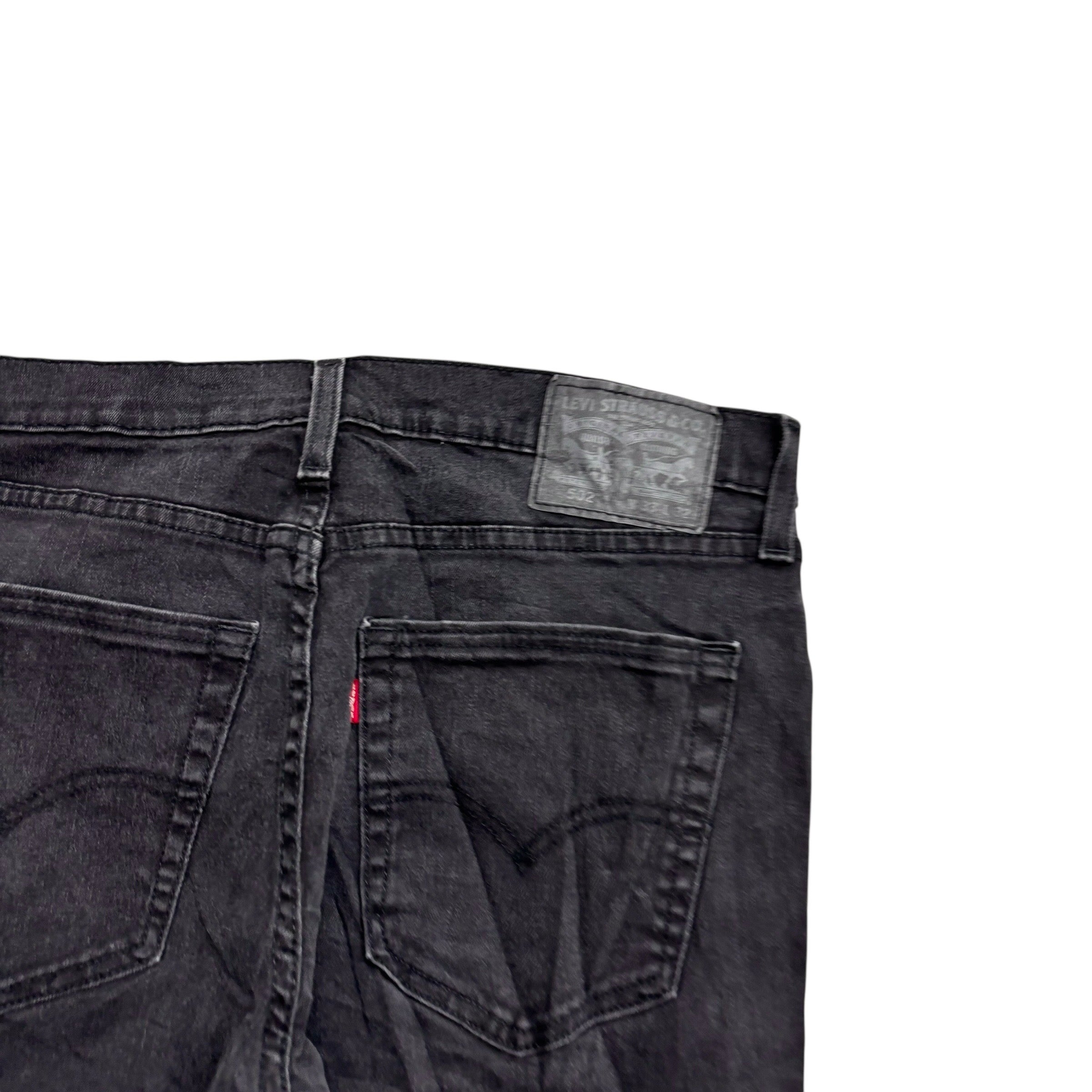 Levis 502 Jeans W33 L32 Mens Black Regular Tapered Fit Stretch Denim (E)
