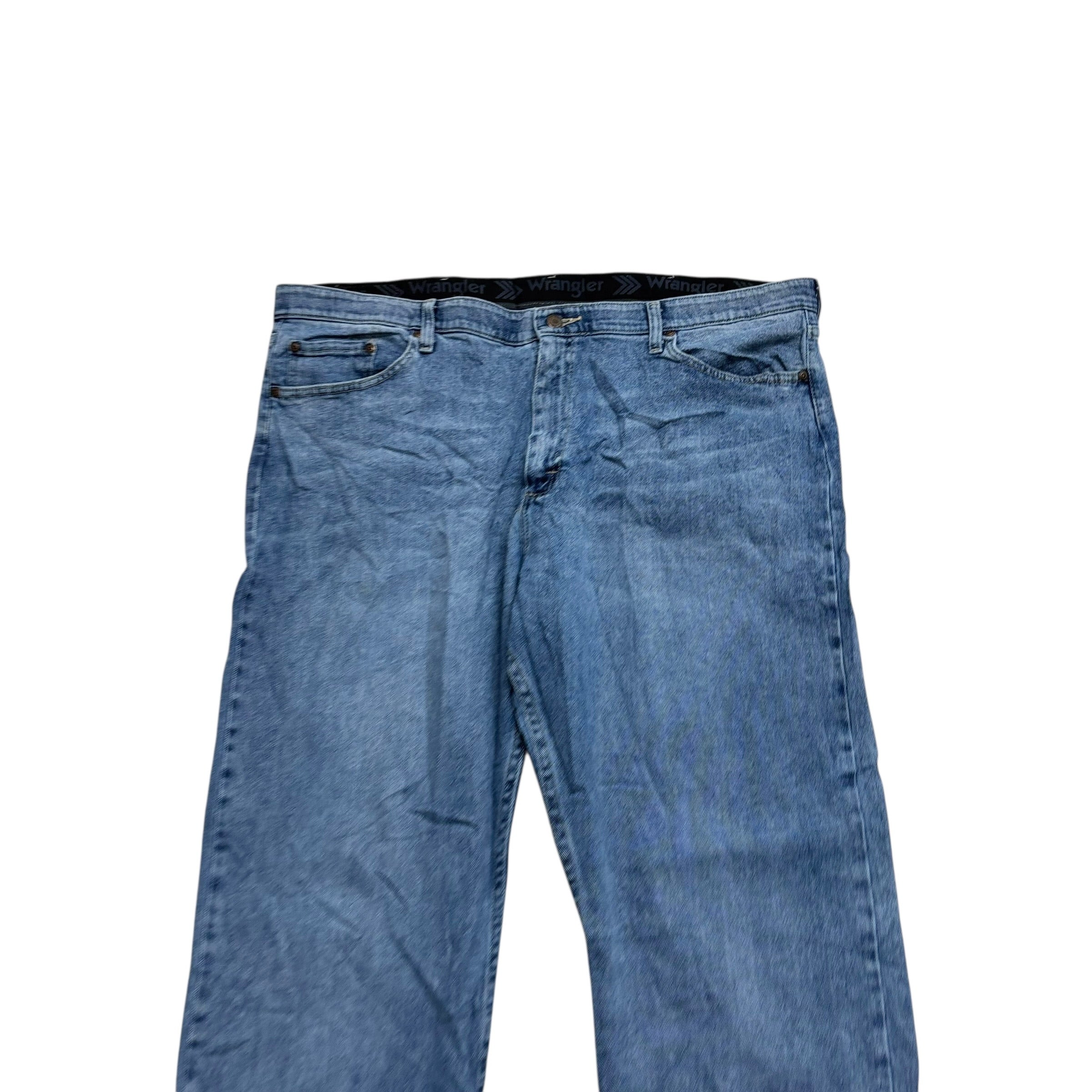 Wrangler Jeans W42 L30 Mens Mid Blue Relaxed Straight Fit Stretch Denim