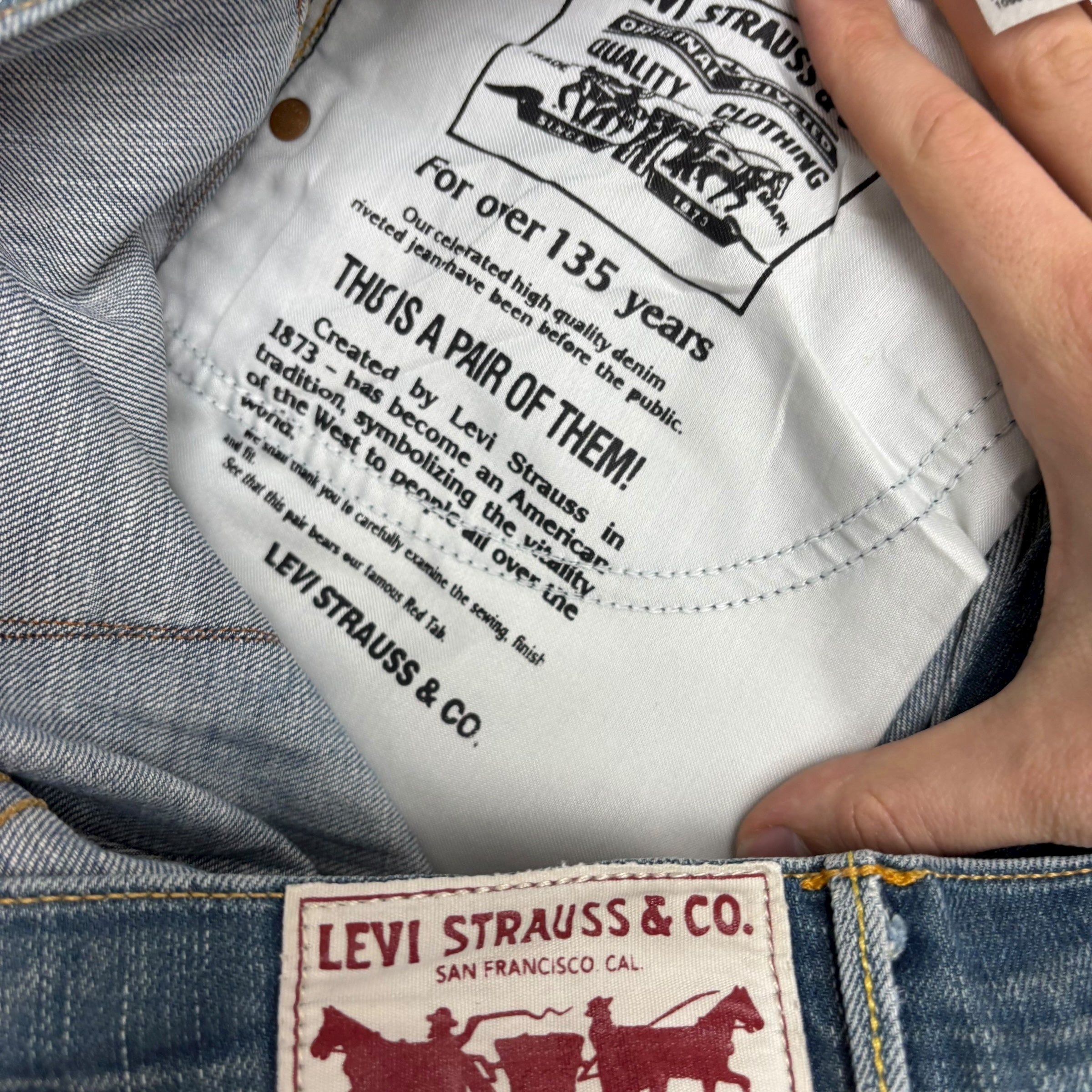 Levis 519 Jeans W36 L34 Mens Mid Blue Slim Fit Stretch Vintage Denim (E)