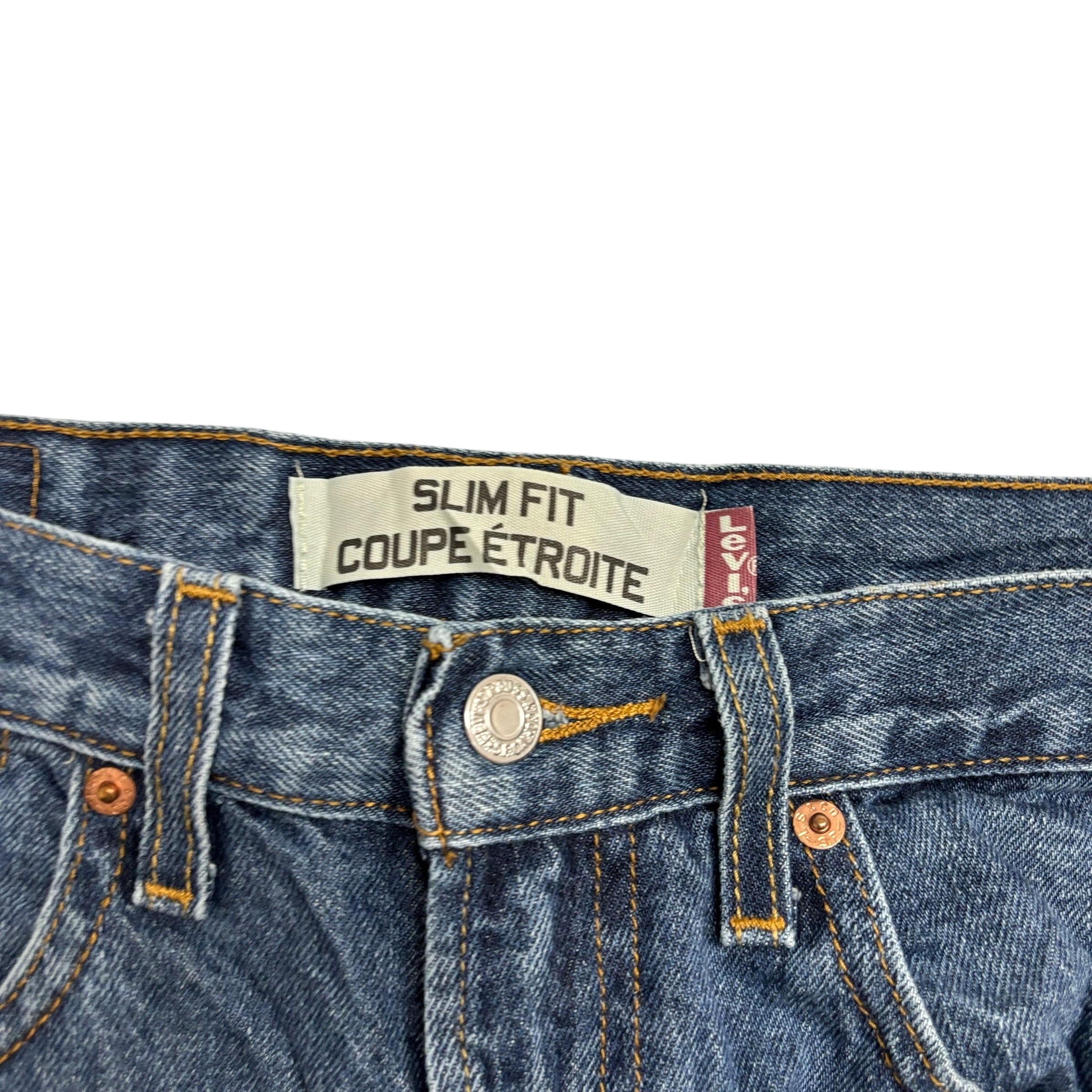 Levis 516 Jeans W32 L30 Mens Mid Blue Slim Straight Fit Vintage Denim