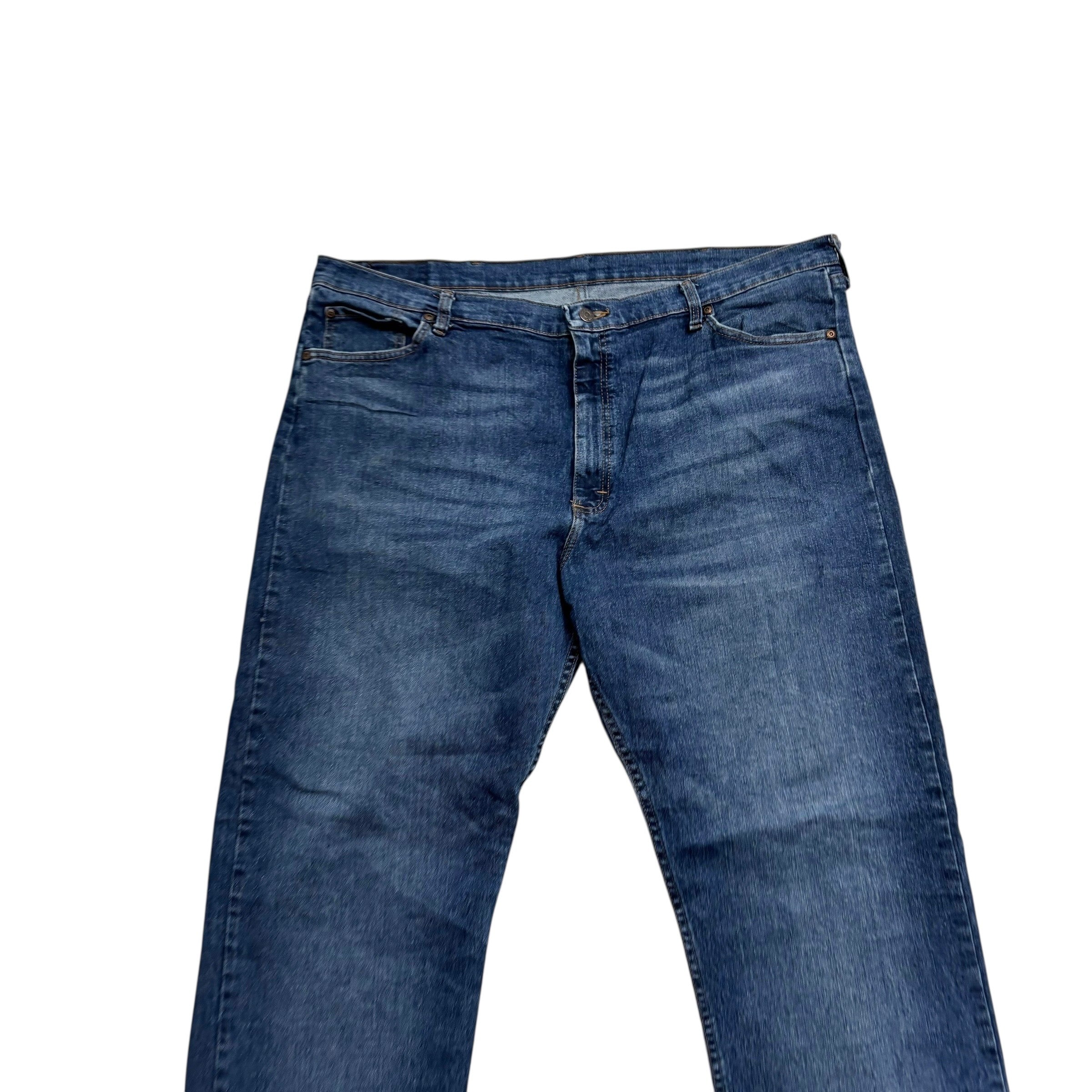 Wrangler Jeans W42 L32 Mens Dark Blue Relaxed Straight Fit Stretch Denim (E)