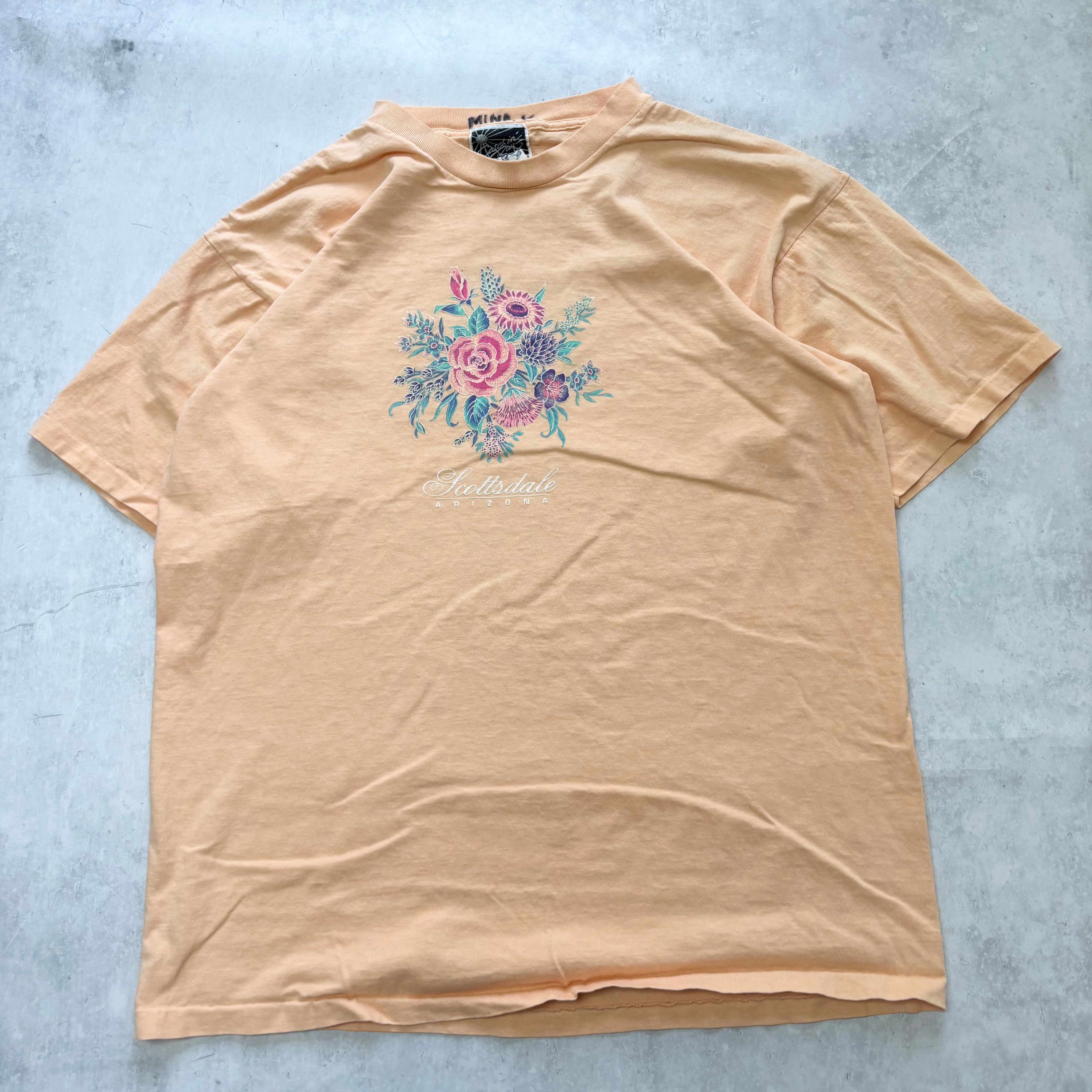 Vintage T Shirt Mens Large Peach Single Stitch Graphic Print 90s Tourist (E)