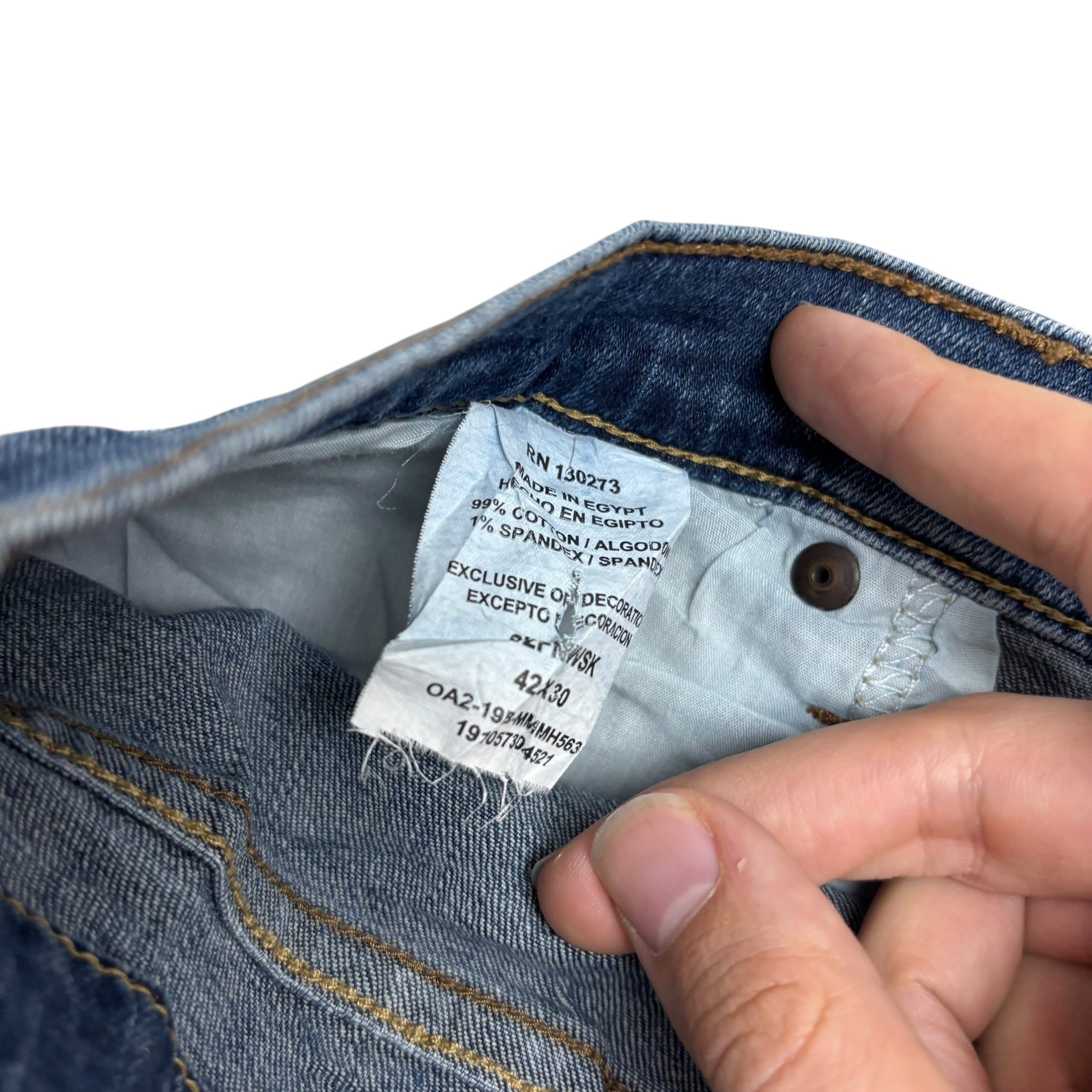 Wrangler Jeans W42 L30 Mens Mid Blue Slim Straight Fit Stretch Denim (E)