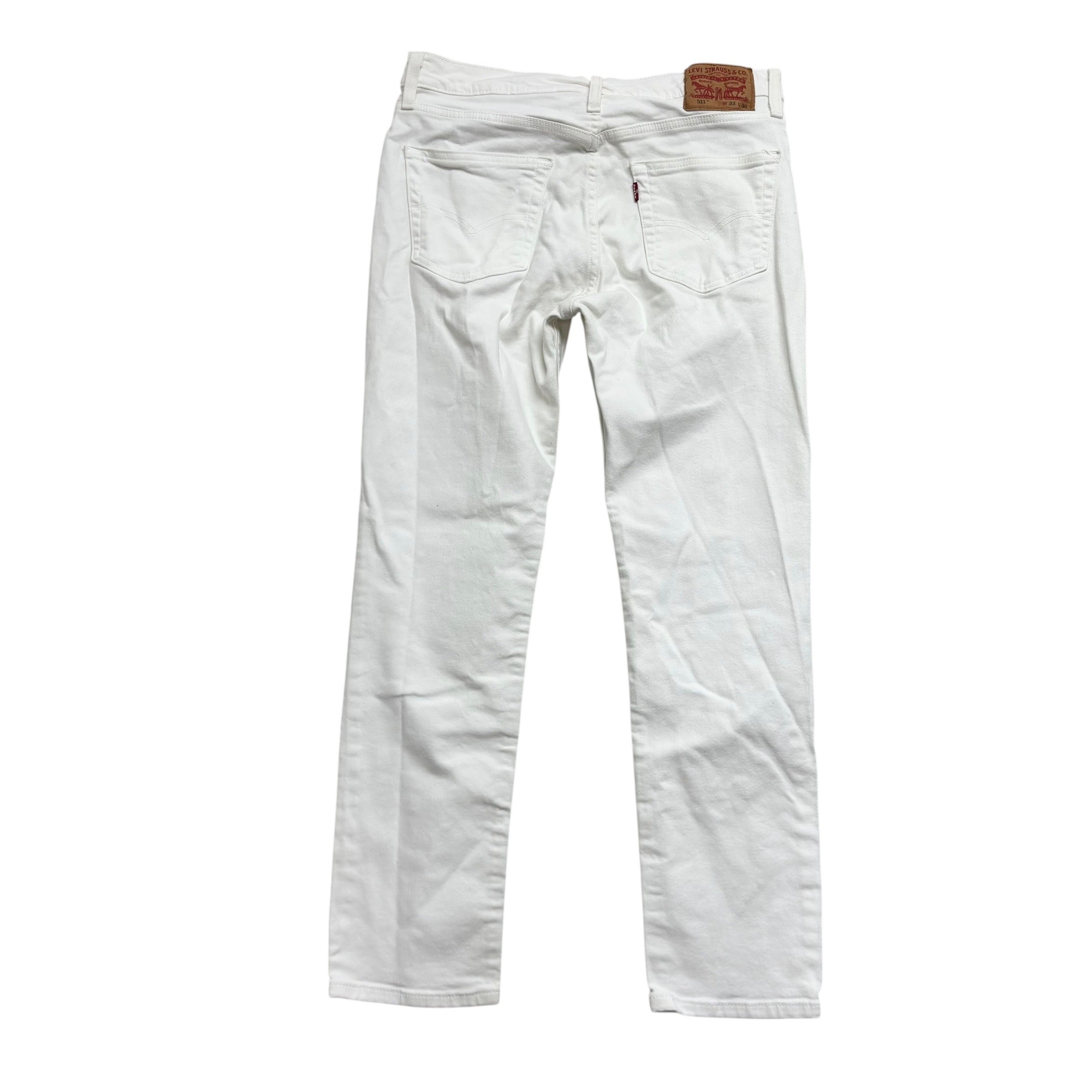 Levis 511 Jeans W33 L30 Mens White Slim Fit Stretch Denim