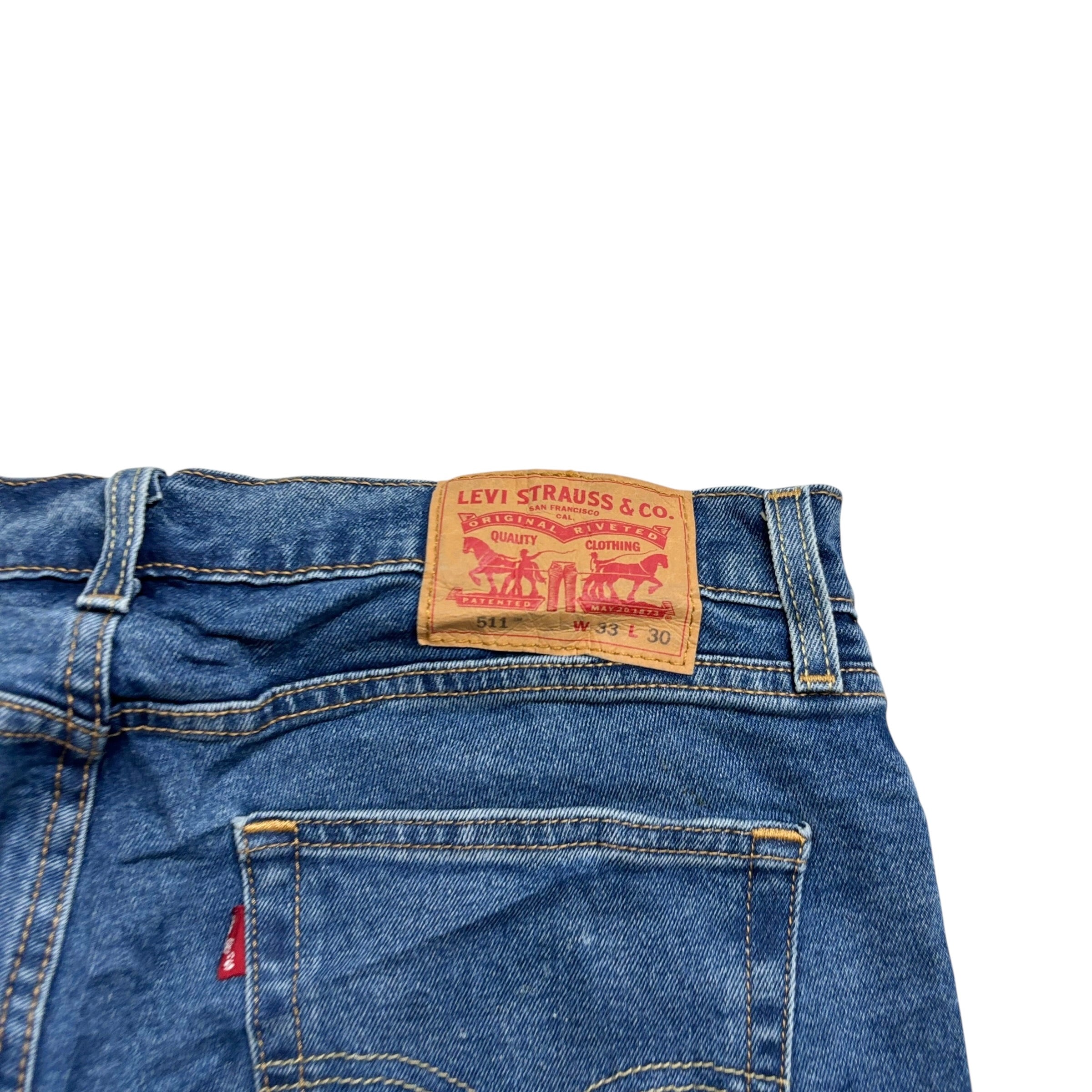 Levis 511 Jeans W33 L30 Mens Mid Blue Slim Fit Stretch Denim (E)