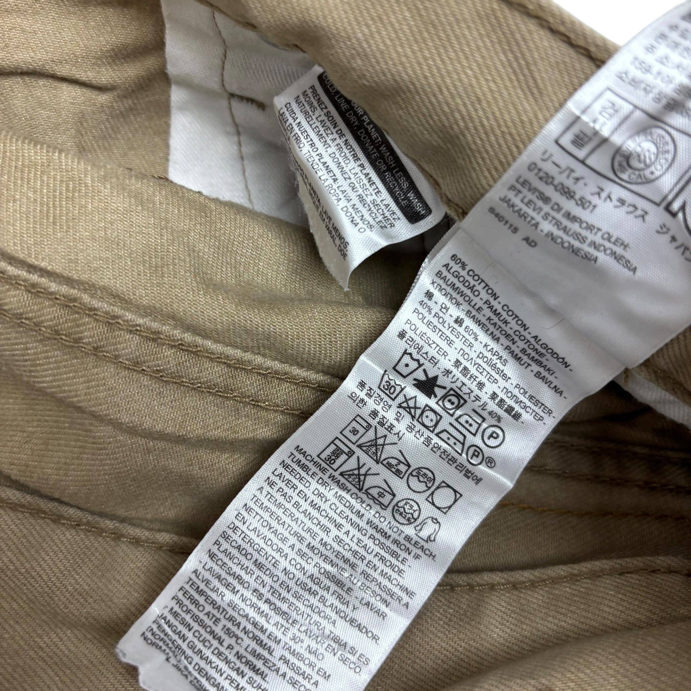 Levis 511 Trousers W33 L34 Mens Beige Slim Fit Cotton Pants (E)
