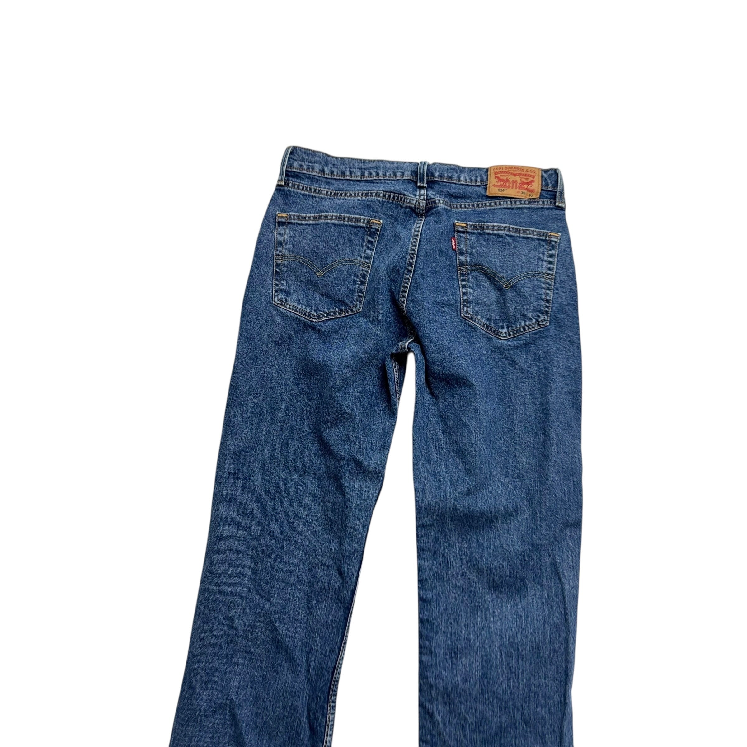 Levis 514 Jeans W33 L32 Mens Mid Blue Regular Straight Fit Stretch Denim (E)
