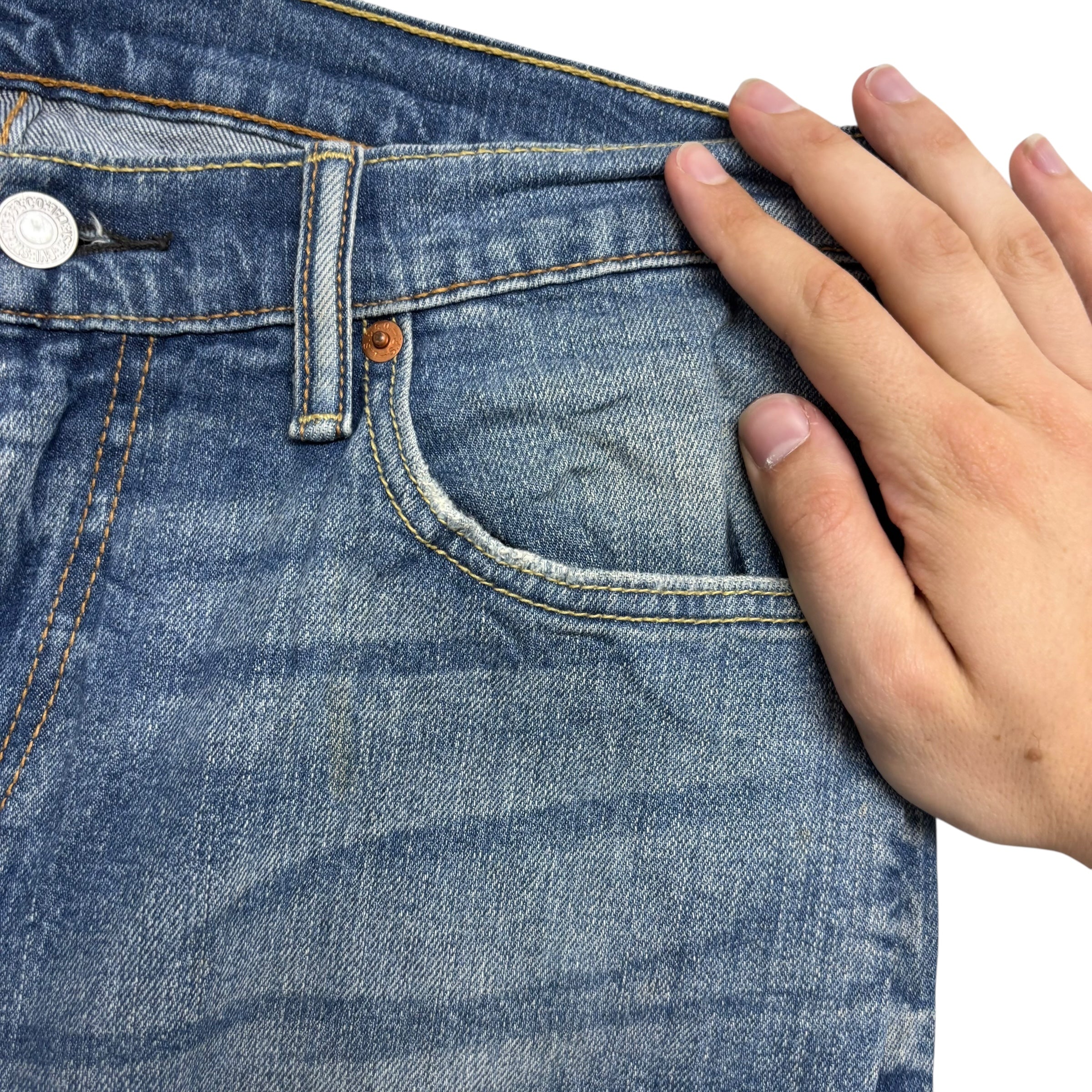 Levis 541 Jeans W32 L30 Mens Mid Blue Athletic Tapered Fit Stretch Denim